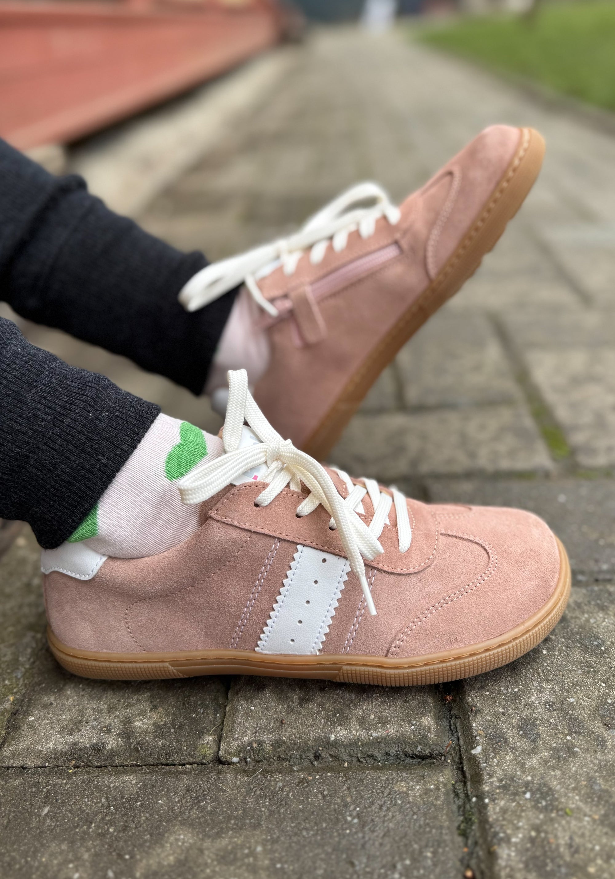 Sneakers Barefoot din piele întoarsă - Declan Old Pink