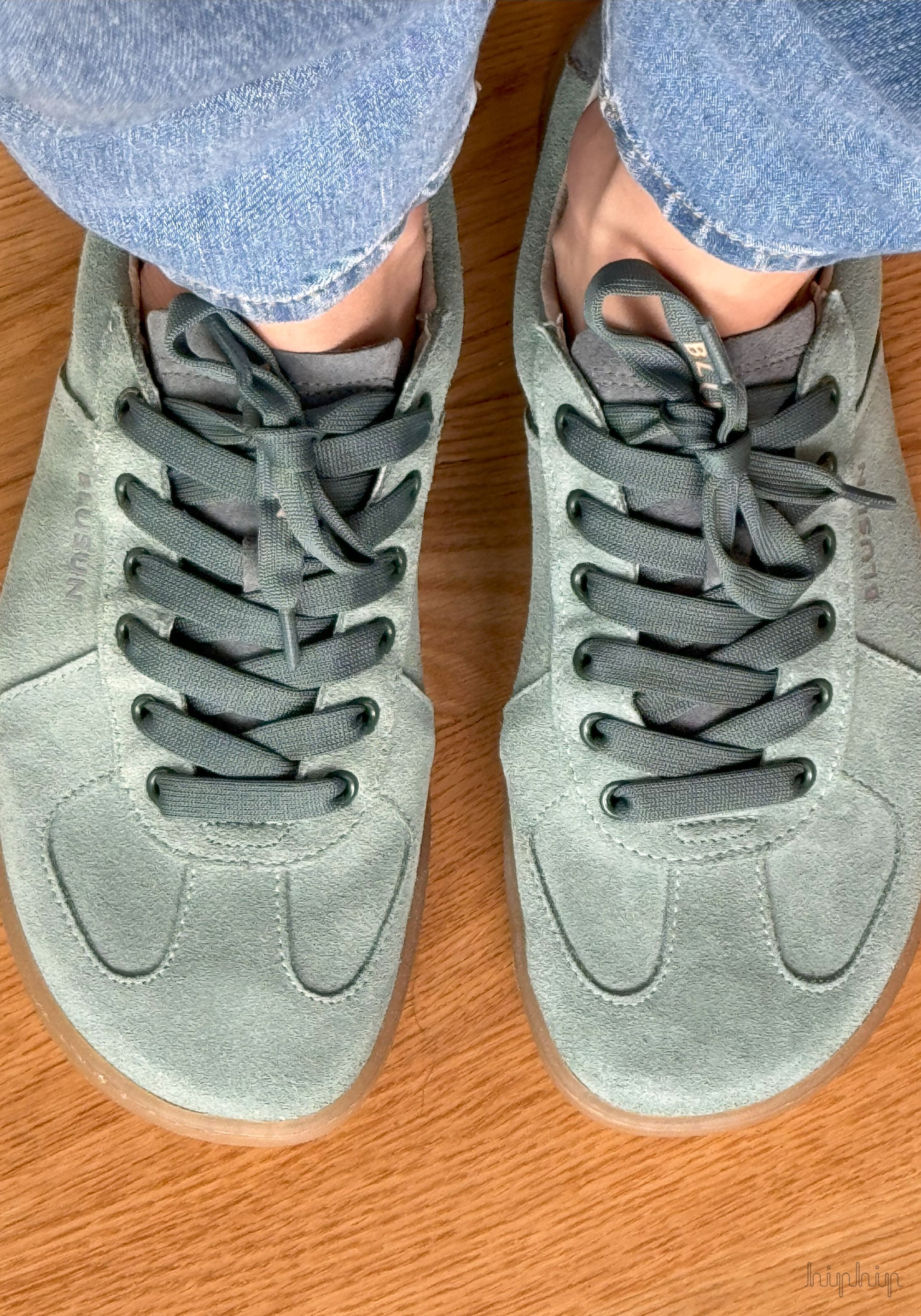 Sneakers Barefoot din piele întoarsă - Green
