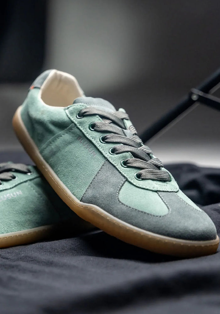 Sneakers Barefoot din piele întoarsă - Teal Green