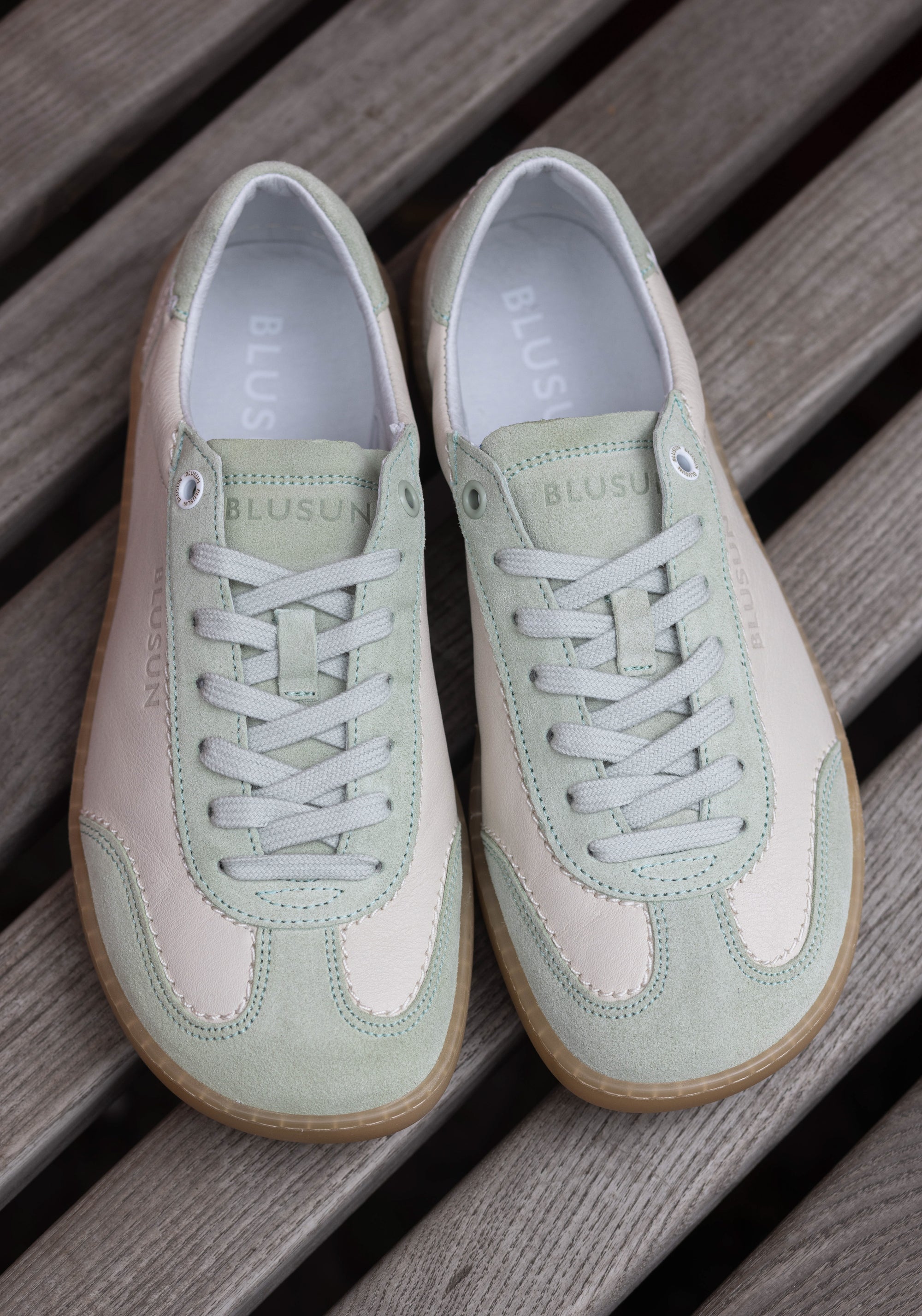 Sneakers Barefoot din piele - Off White/Green
