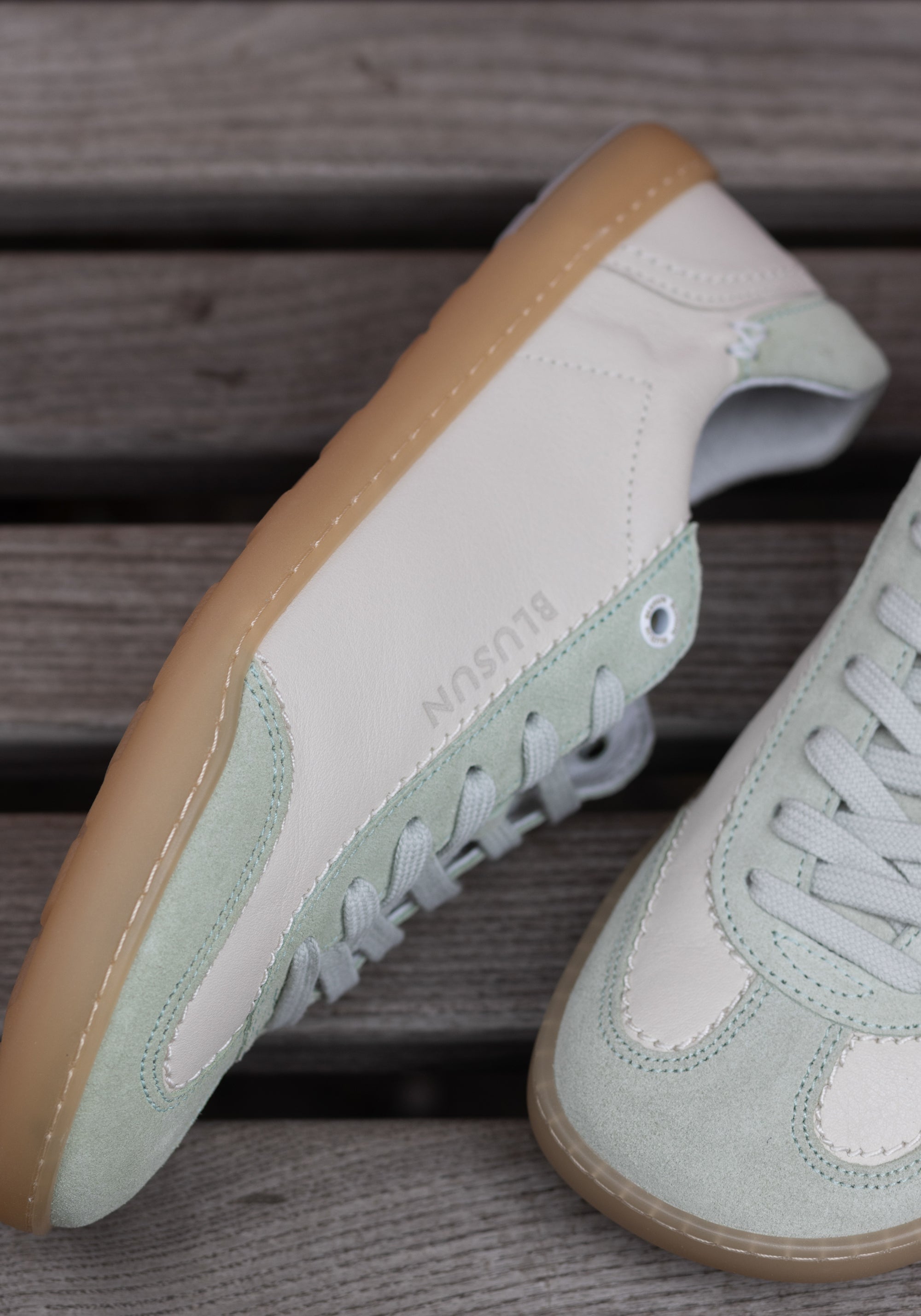 Sneakers Barefoot din piele - Off White/Green