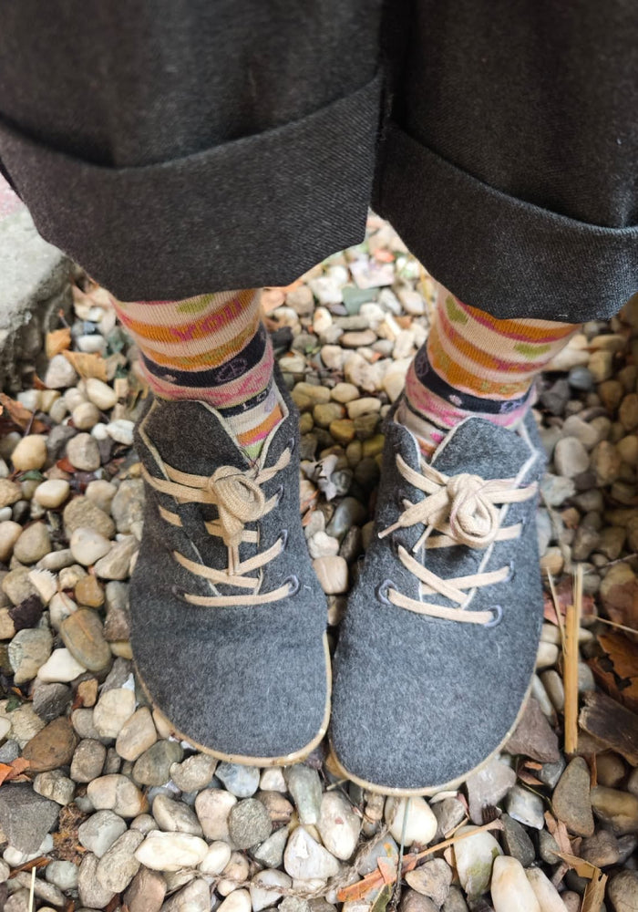 Sneakers Barefoot femei din lână merinos - Ines Dark Grey