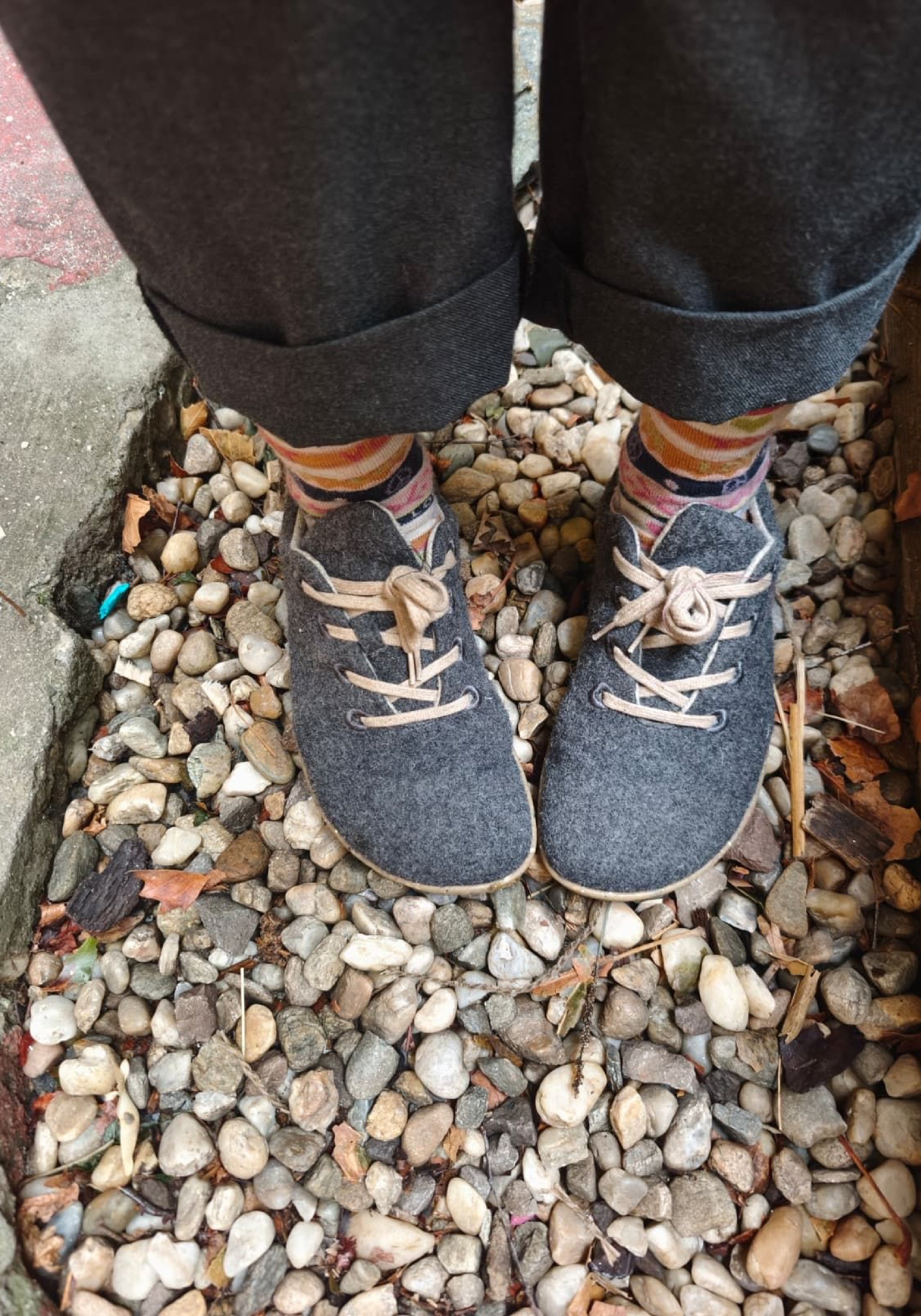 Sneakers Barefoot femei din lână merinos - Ines Dark Grey