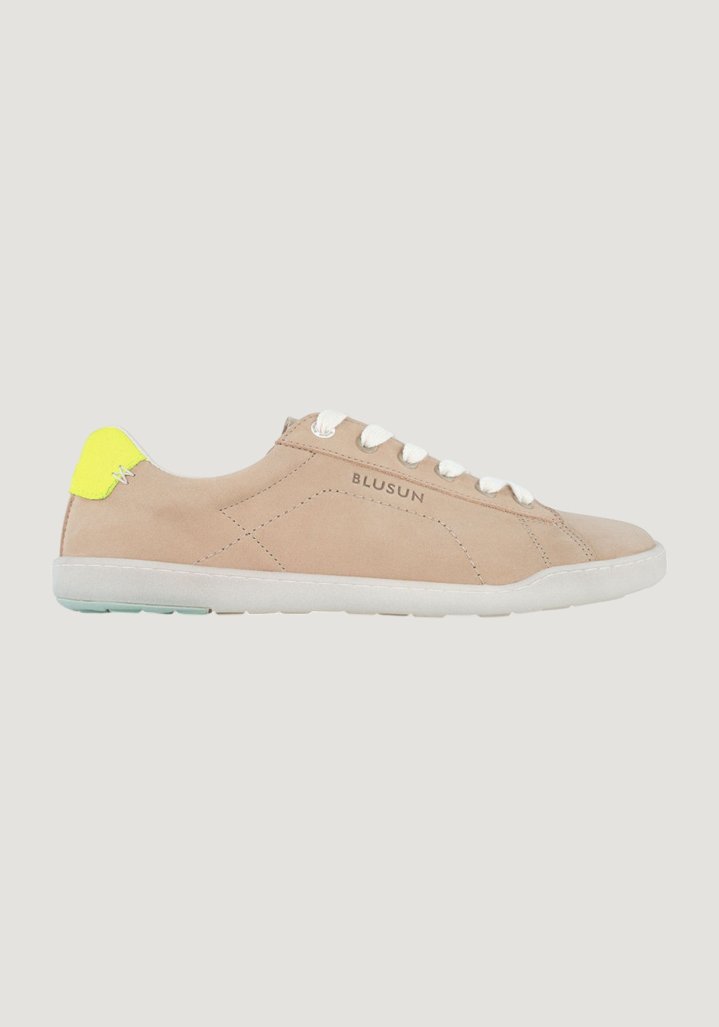 Sneakers Barefoot femei din piele - Beige/Neon