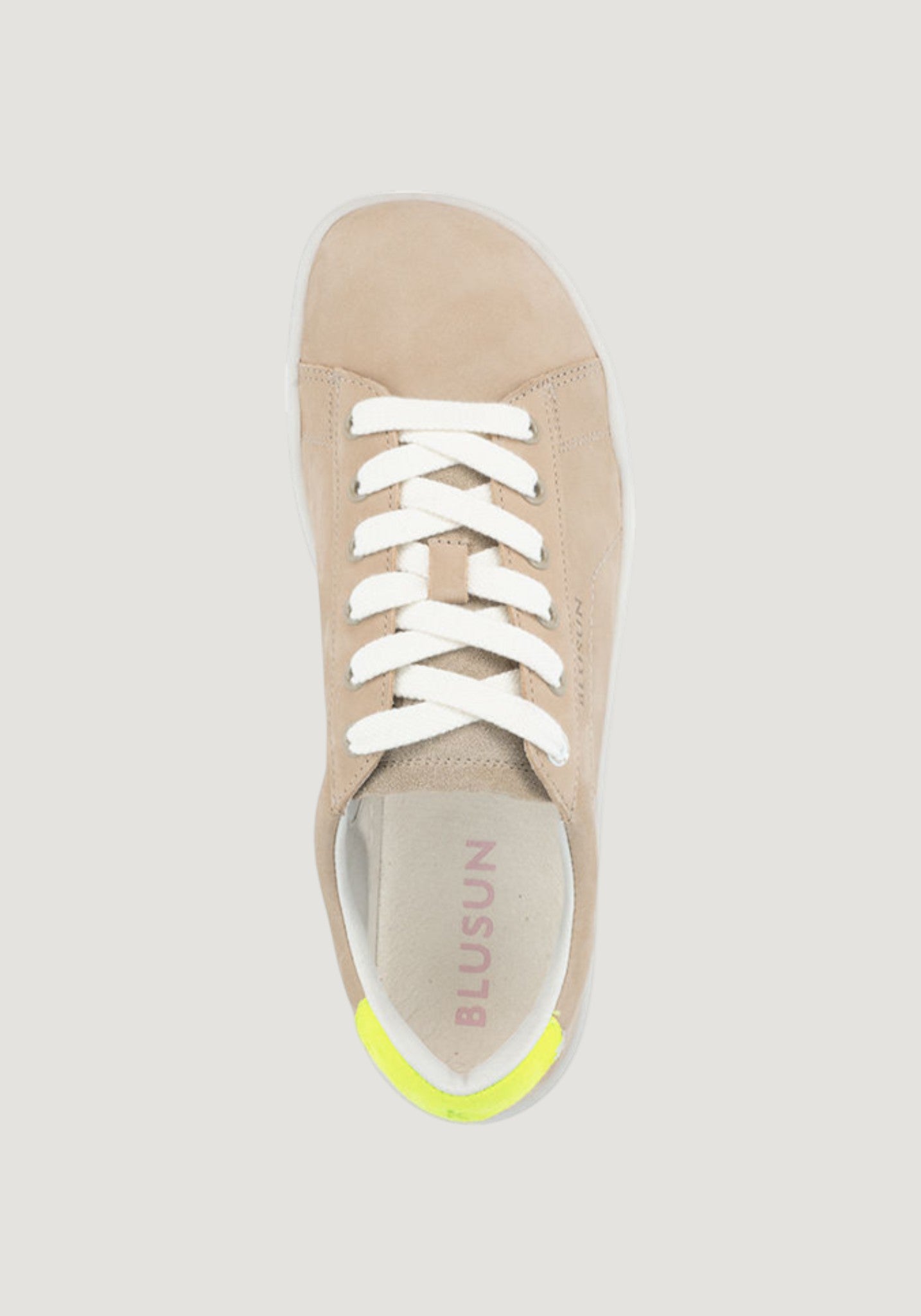 Sneakers Barefoot femei din piele - Beige/Neon