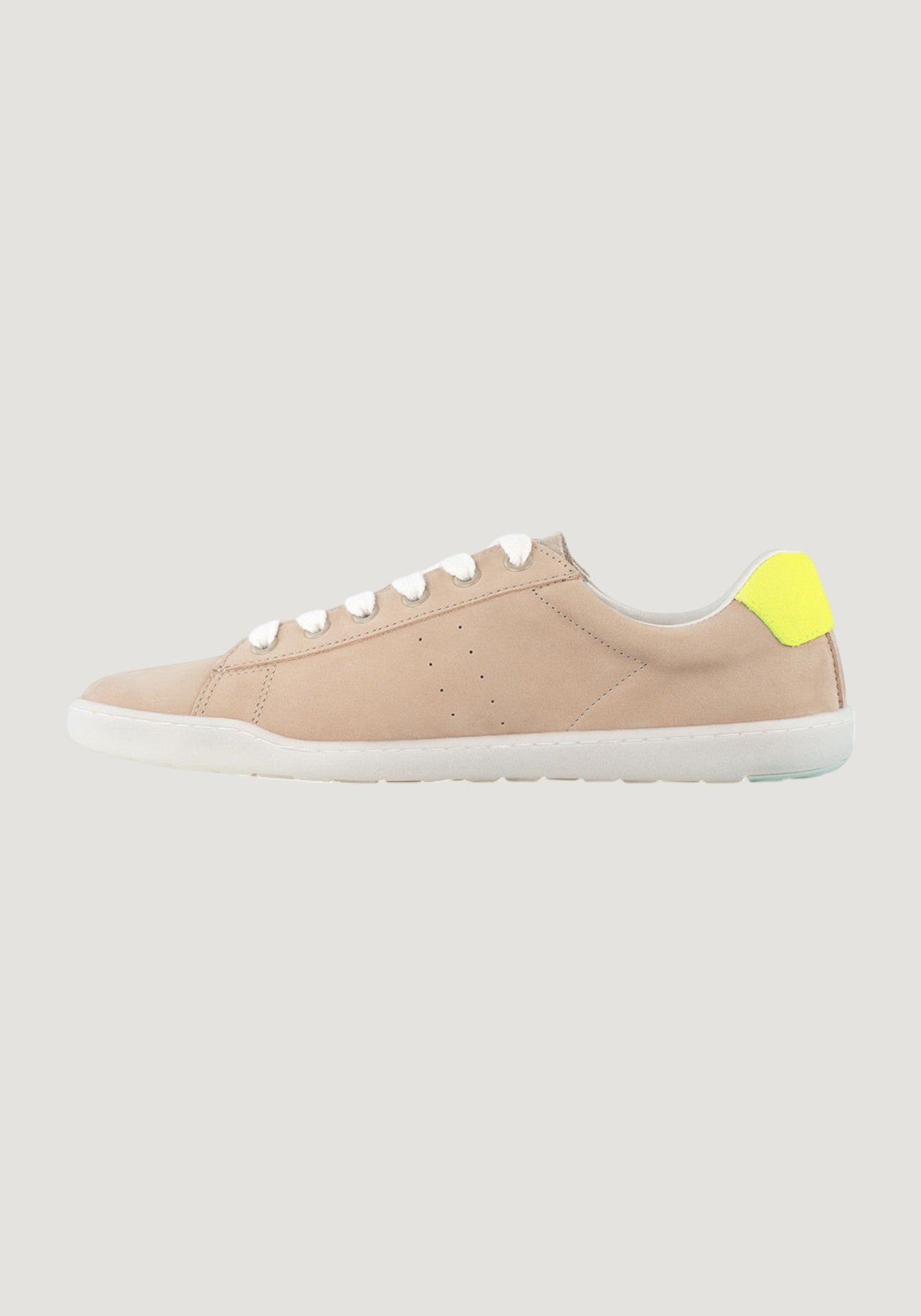 Sneakers Barefoot femei din piele - Beige/Neon