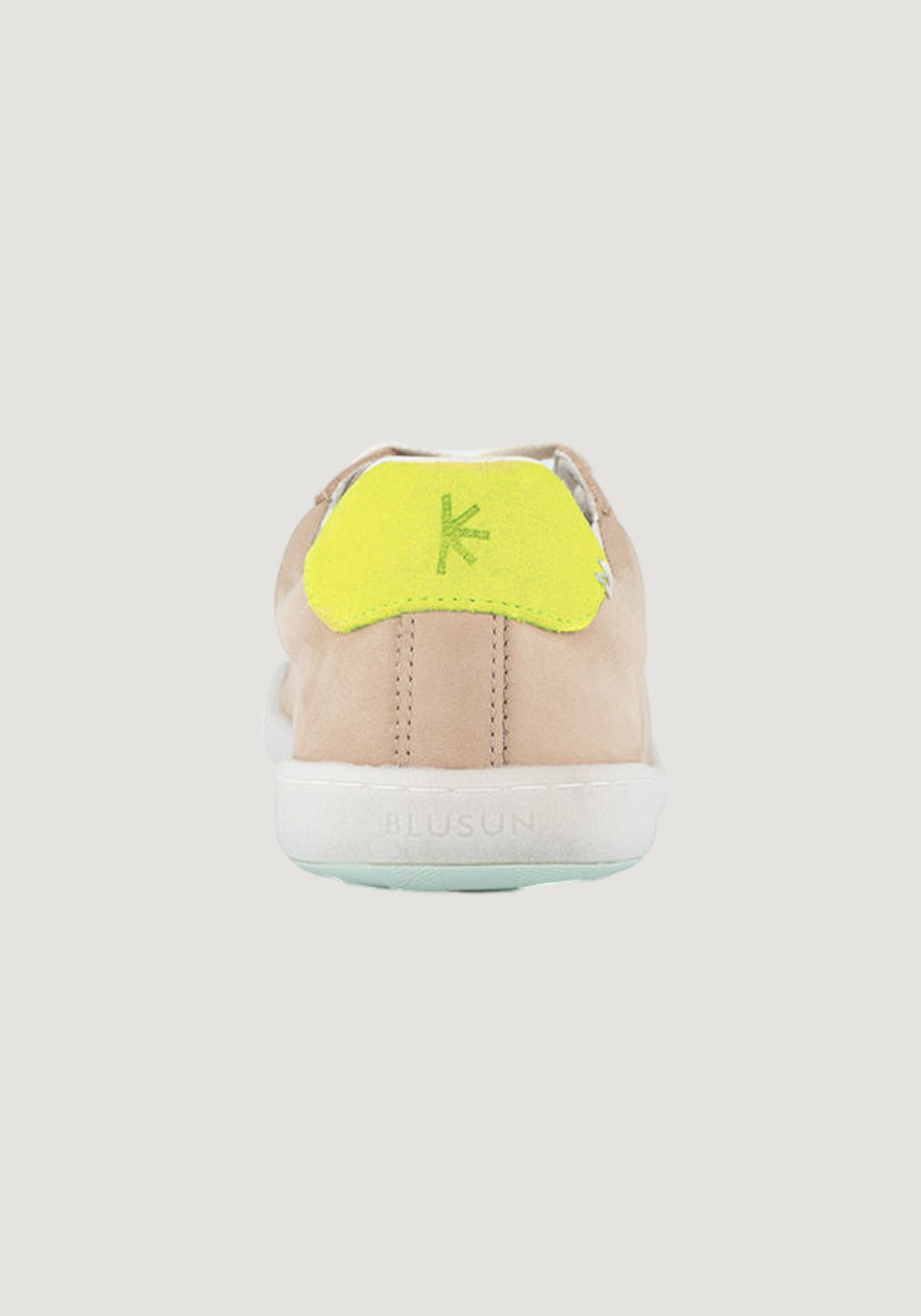 Sneakers Barefoot femei din piele - Beige/Neon