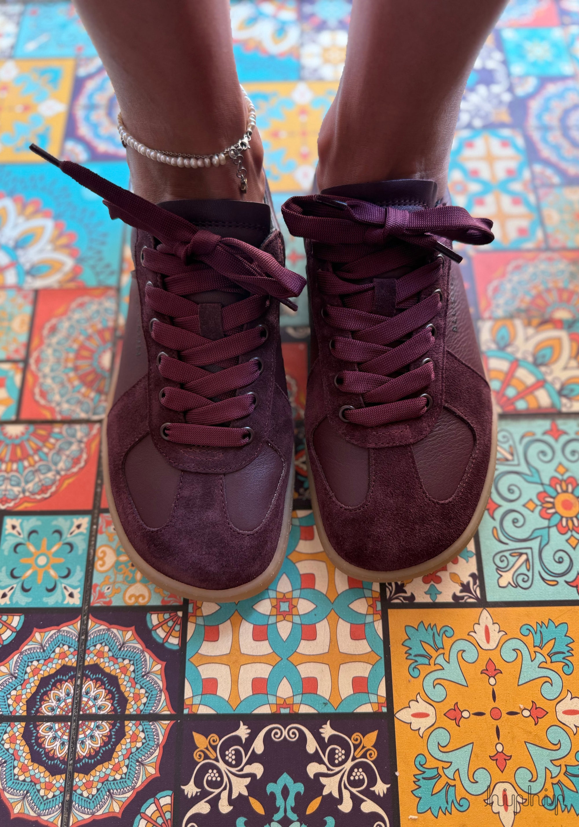 Sneakers Barefoot femei din piele - Berry