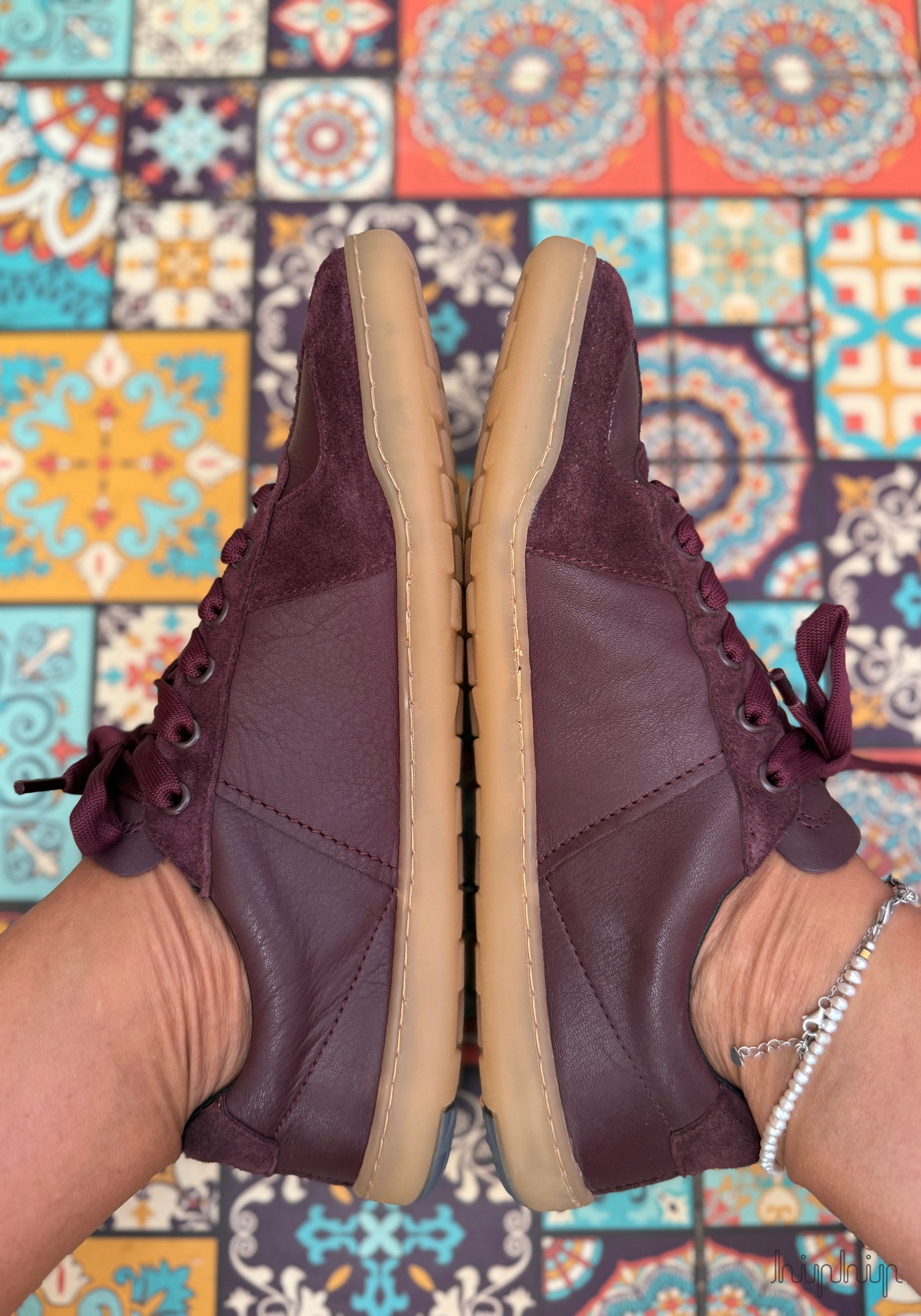 Sneakers Barefoot femei din piele - Berry