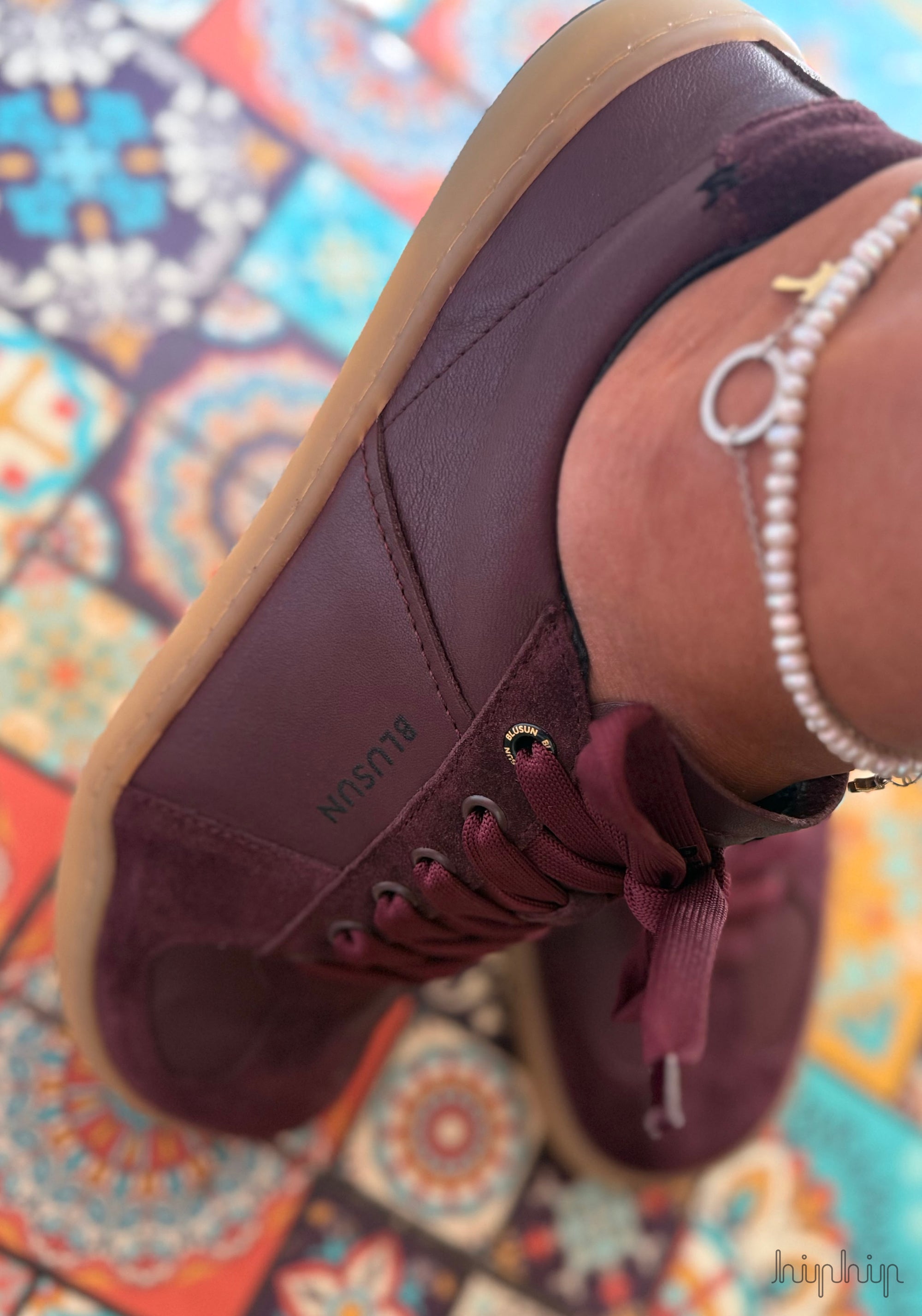 Sneakers Barefoot femei din piele - Berry