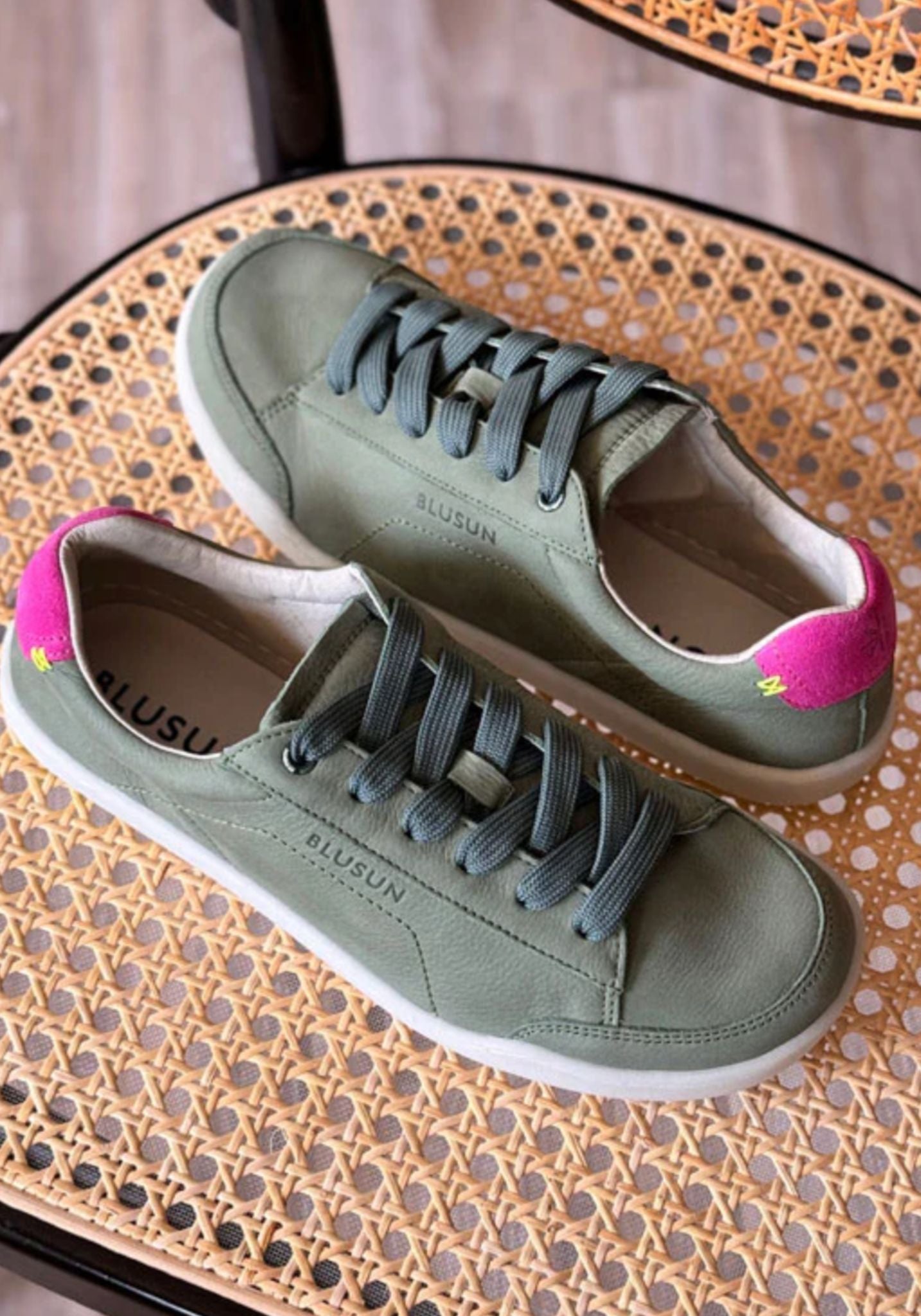 Sneakers Barefoot femei din piele - Green