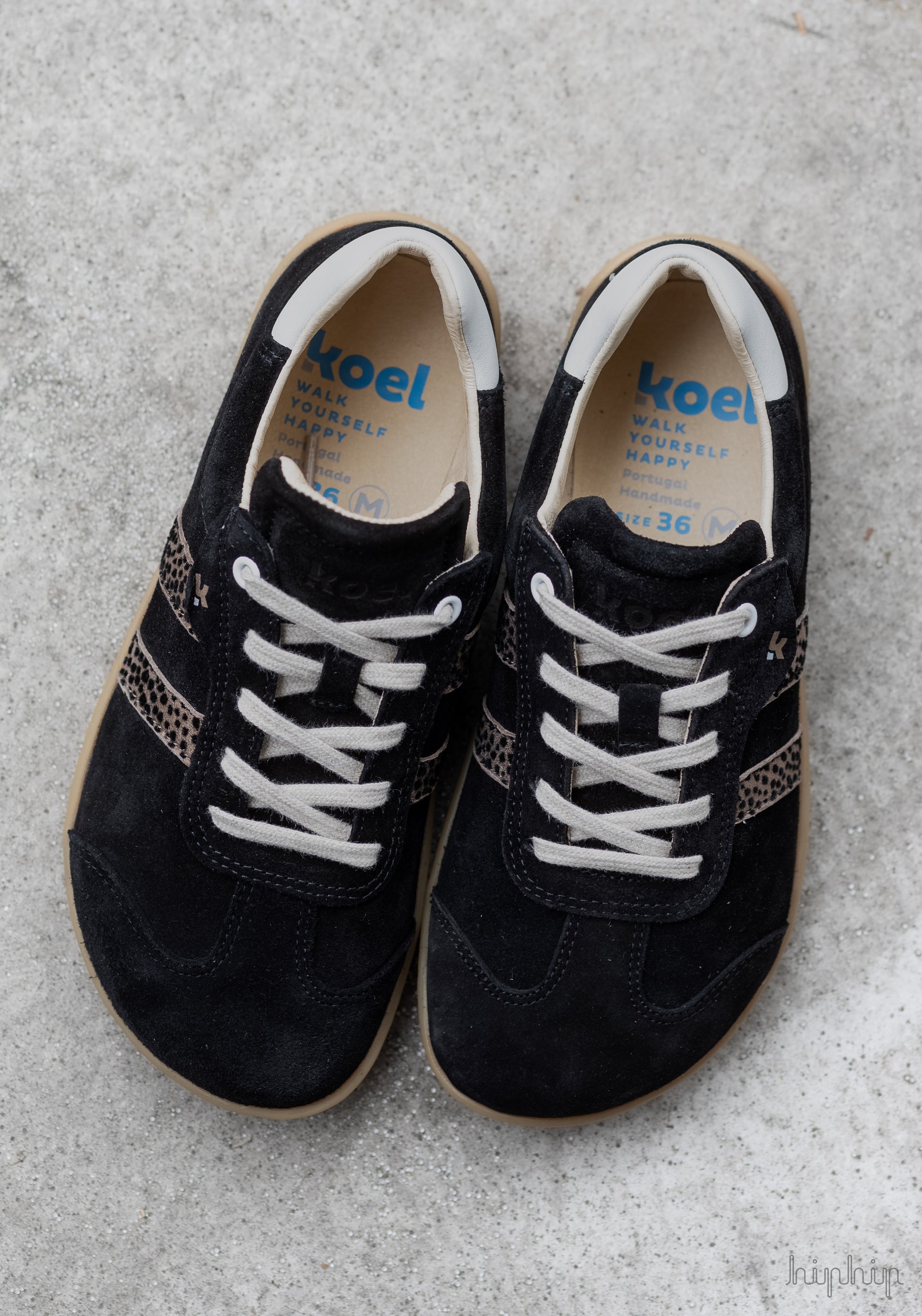 Sneakers Barefoot femei din piele - Ila Black Leopardo