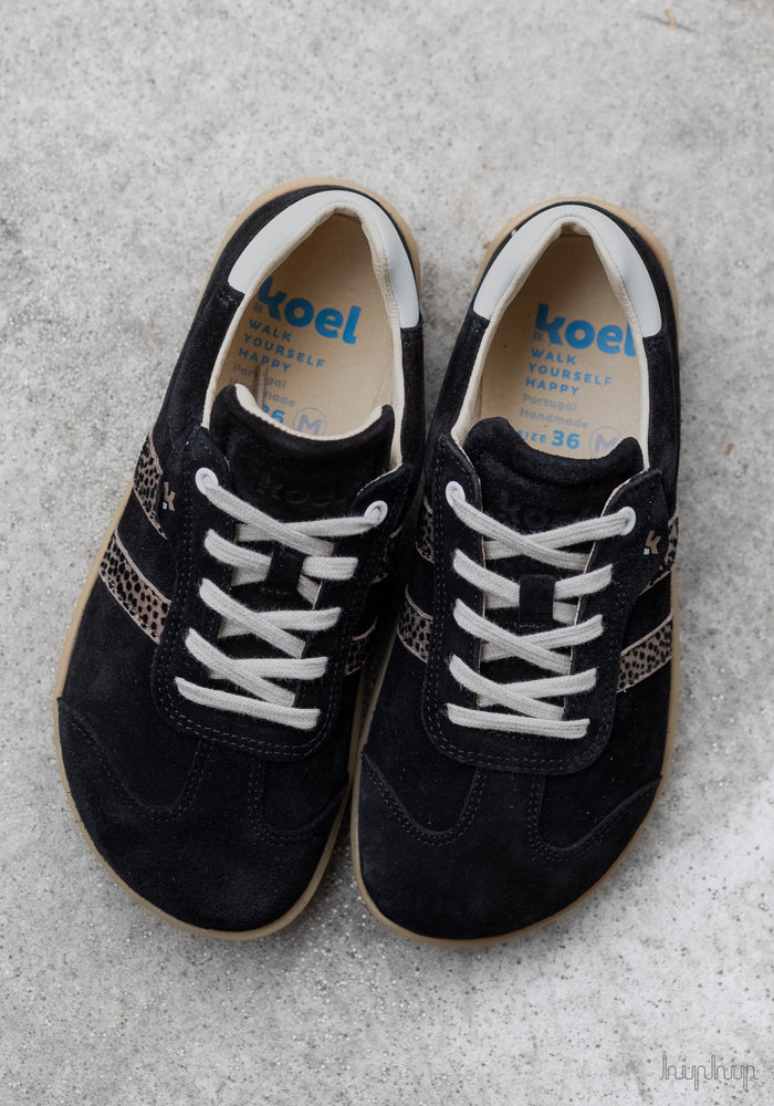 Sneakers Barefoot femei din piele - Ila Black Leopardo