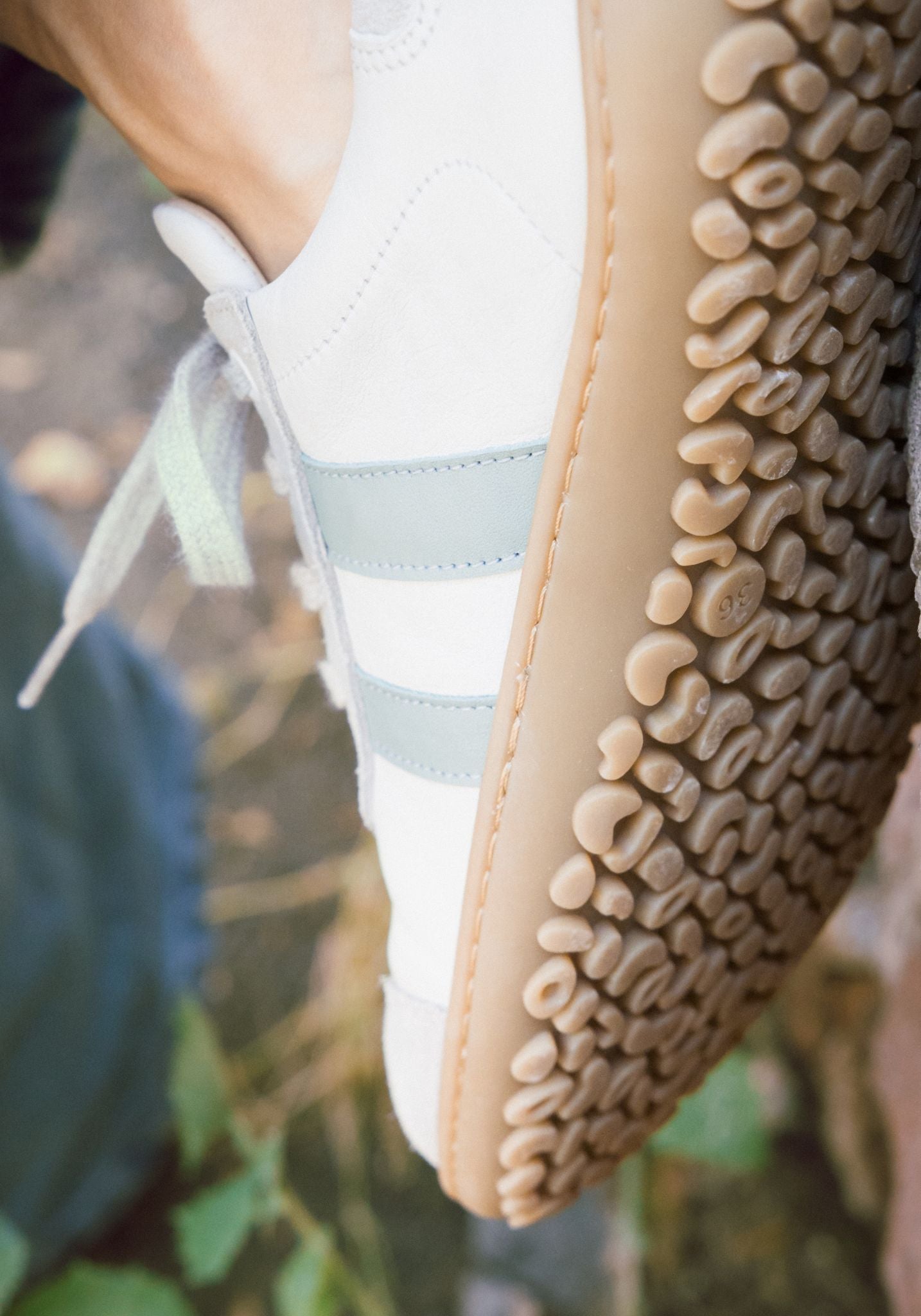 Sneakers Barefoot femei din piele - Ila Offwhite/Mint