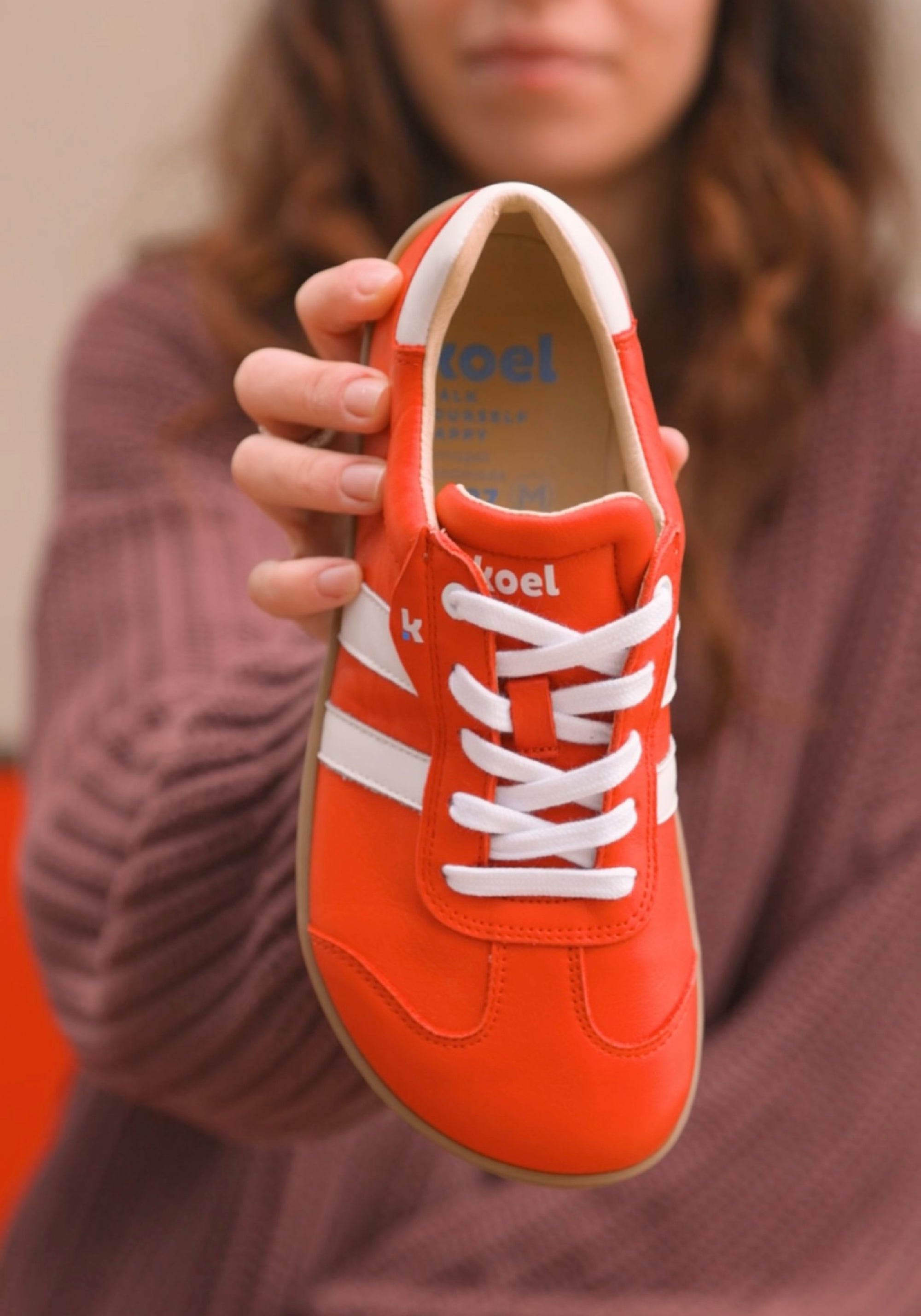 Sneakers Barefoot femei din piele - Ila Red