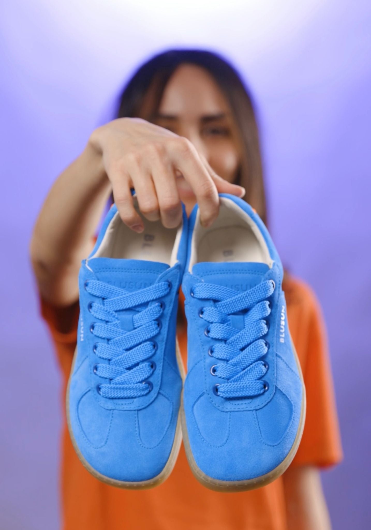 Sneakers Barefoot femei din piele - Sky Blue