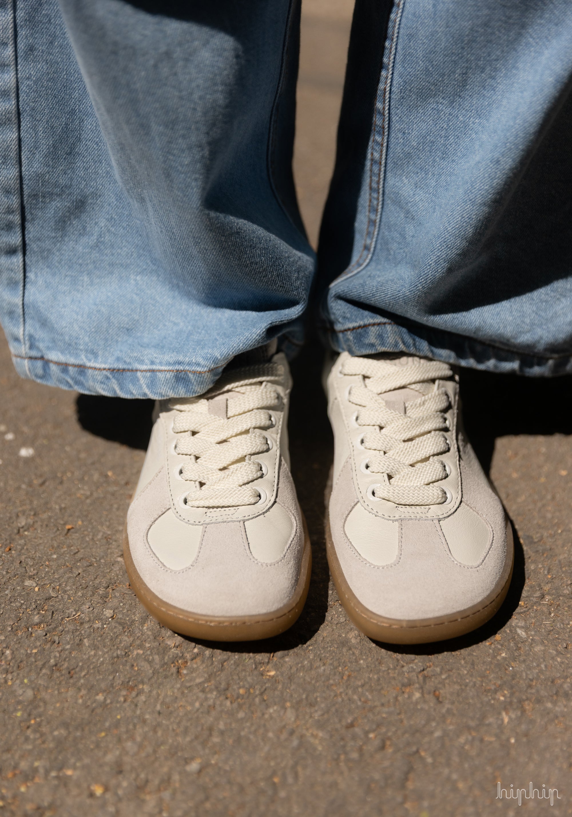 Sneakers Barefoot femei din piele - White/Green