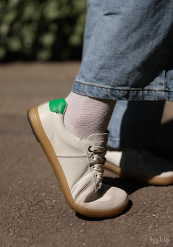 Sneakers Barefoot femei din piele - White/Green
