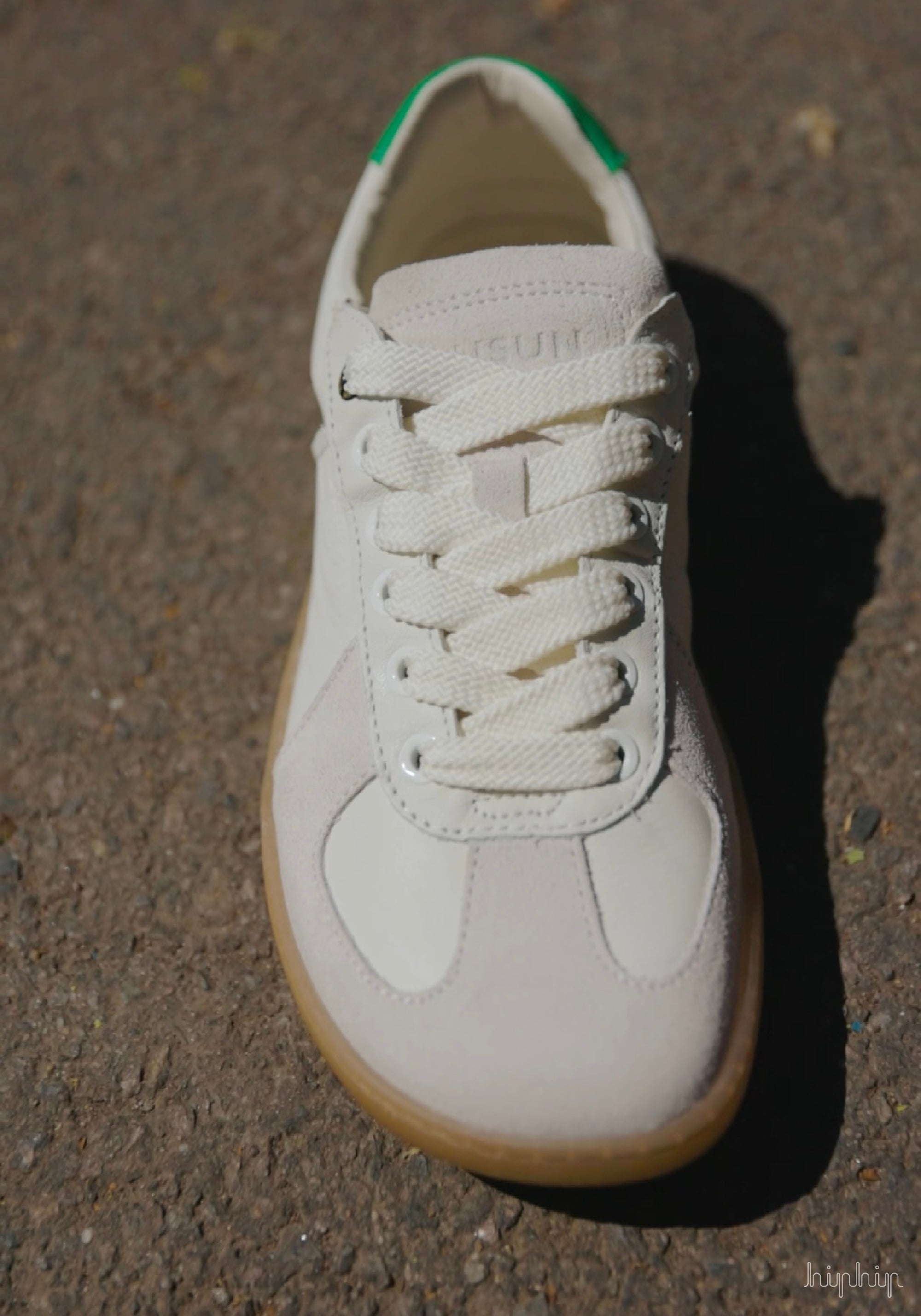 Sneakers Barefoot femei din piele - White/Green