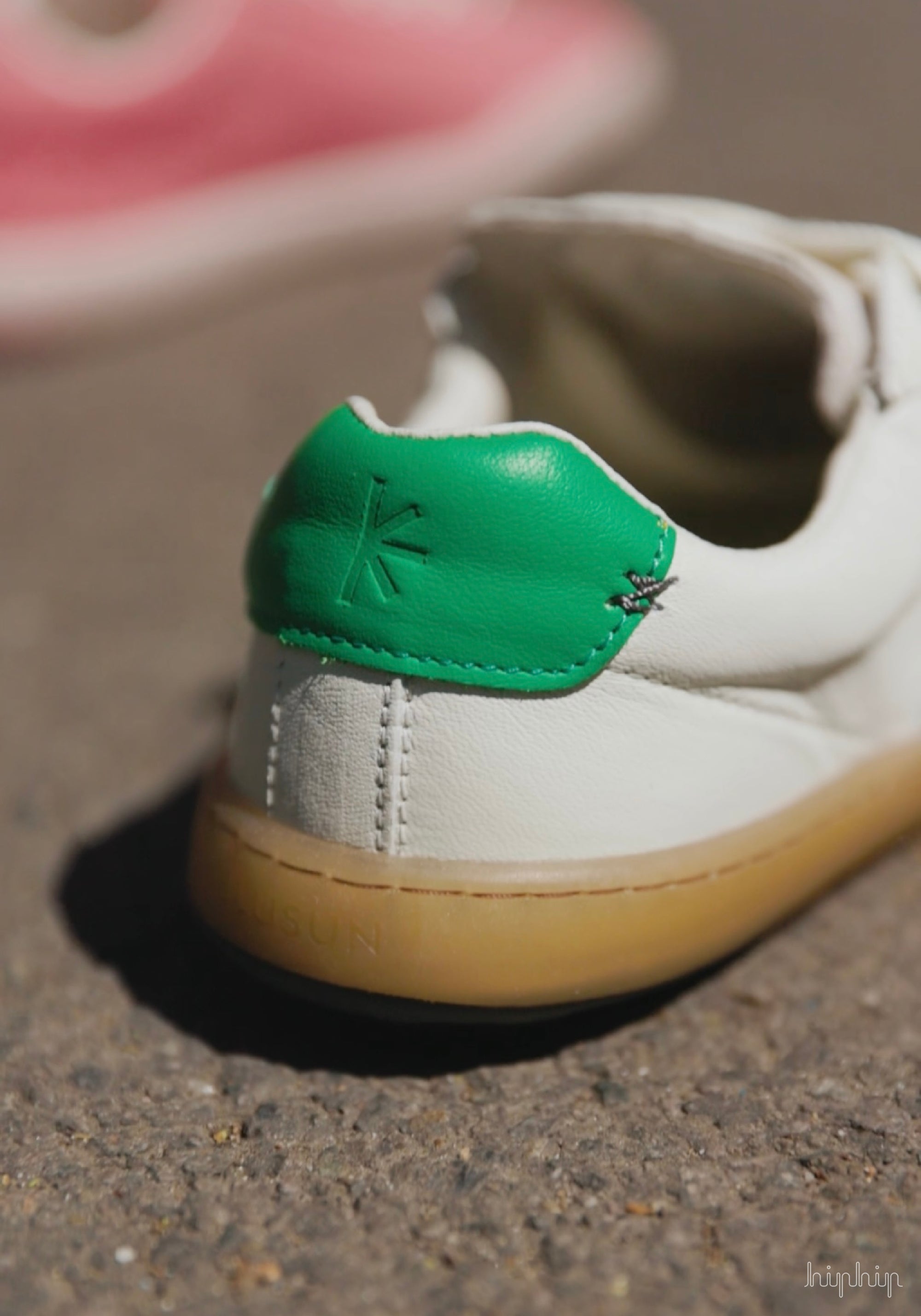 Sneakers Barefoot femei din piele - White/Green