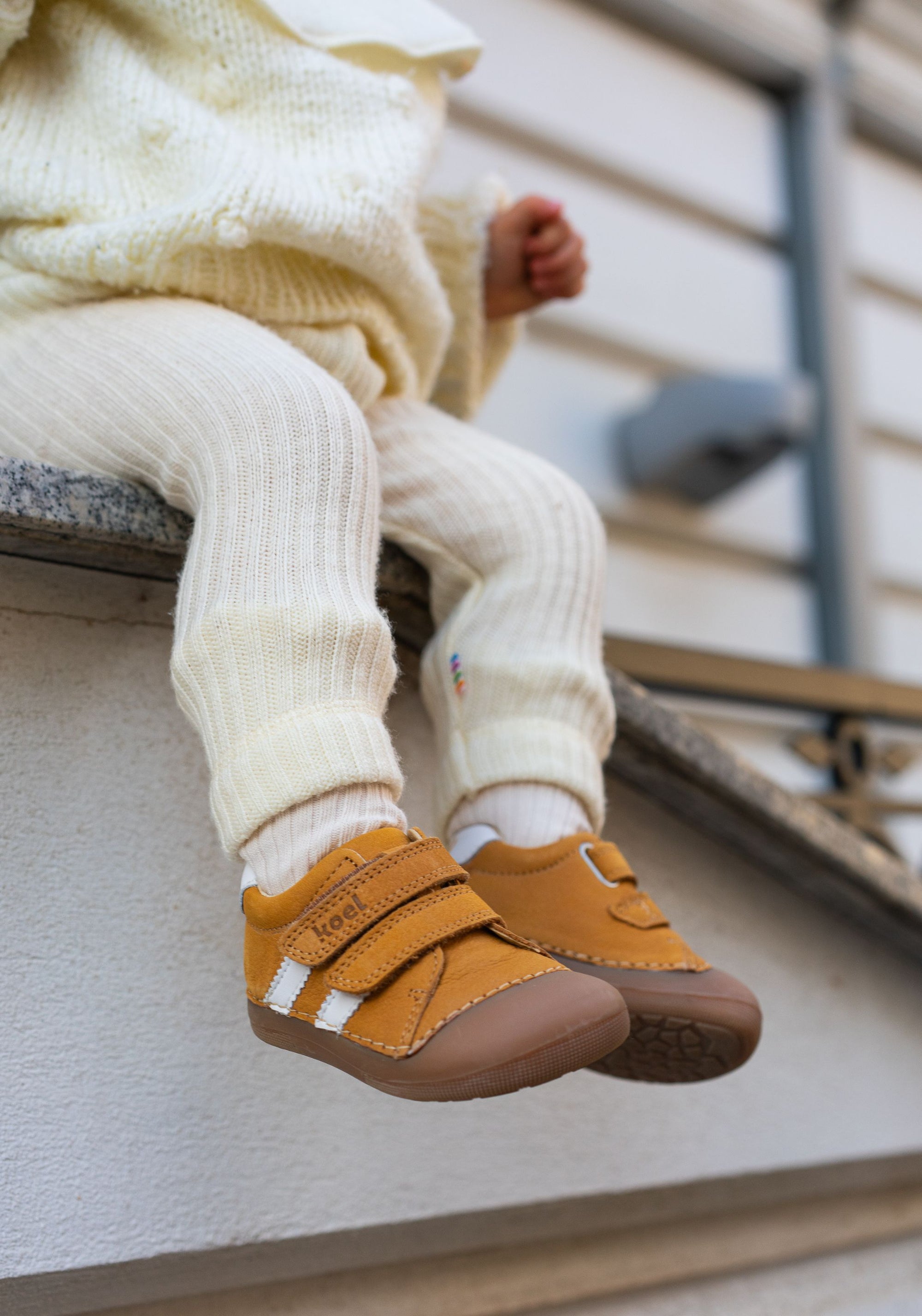 Sneakers Barefoot First Step din piele - Archie Cognac