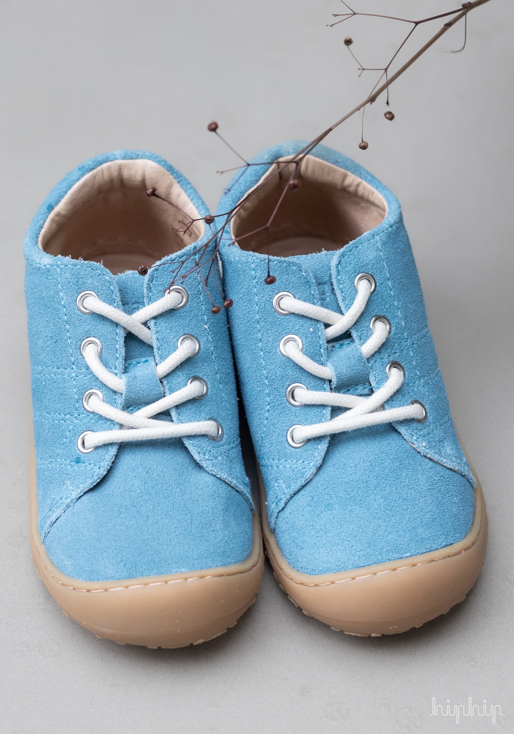 Sneakers Barefoot First Step piele întoarsă - Hale Aqua