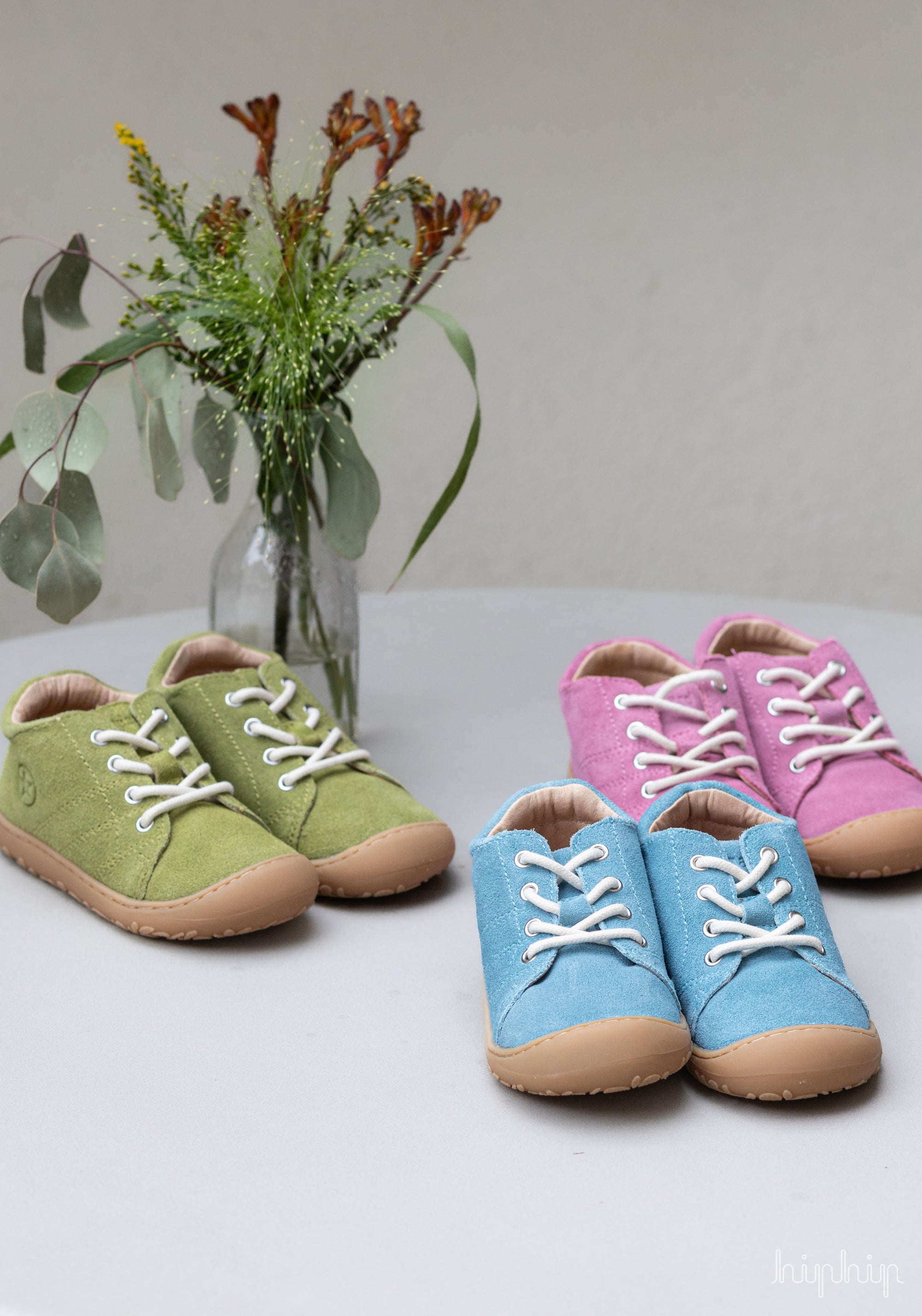 Sneakers Barefoot First Step piele întoarsă - Hale Pear