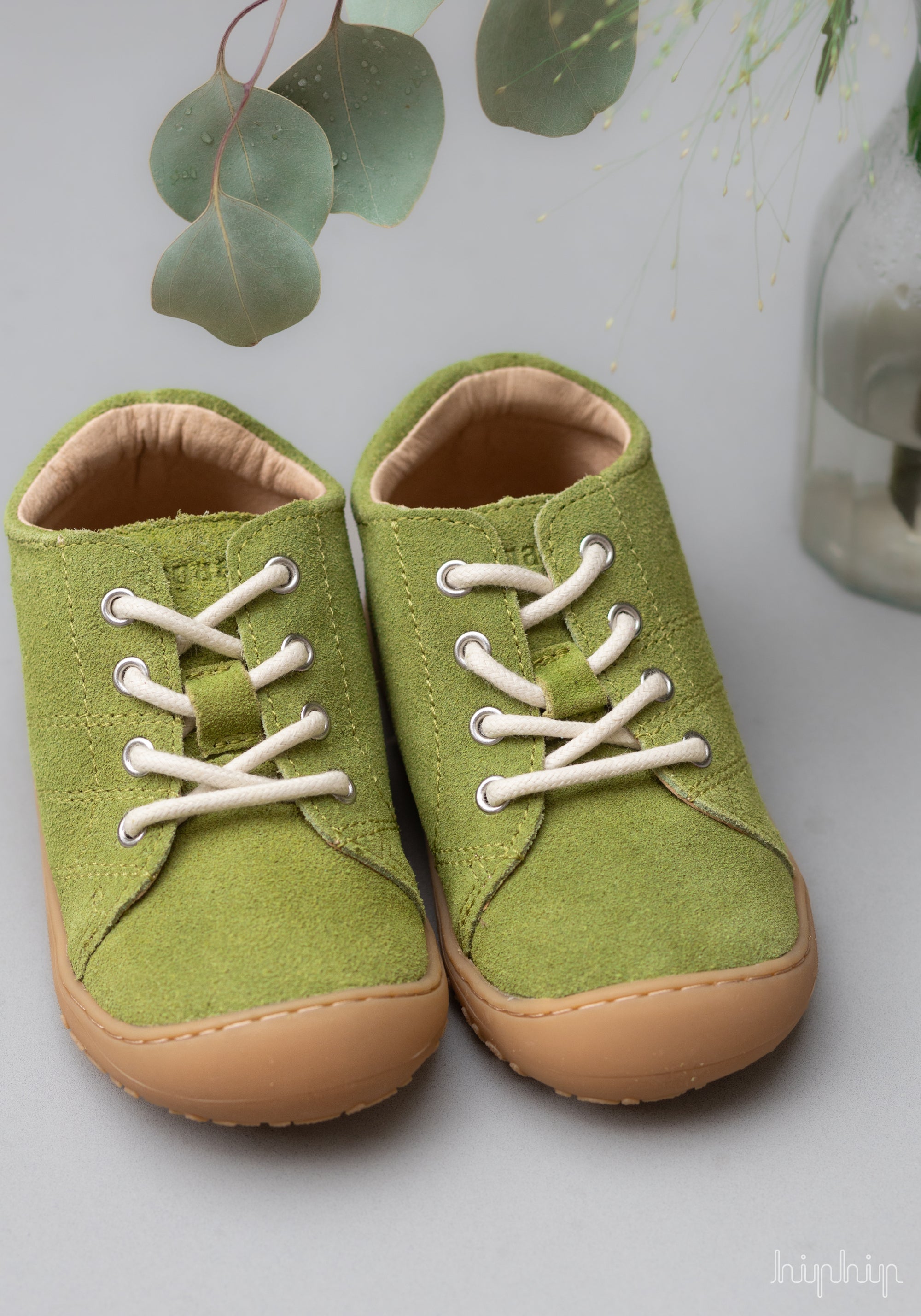 Sneakers Barefoot First Step piele întoarsă - Hale Pear