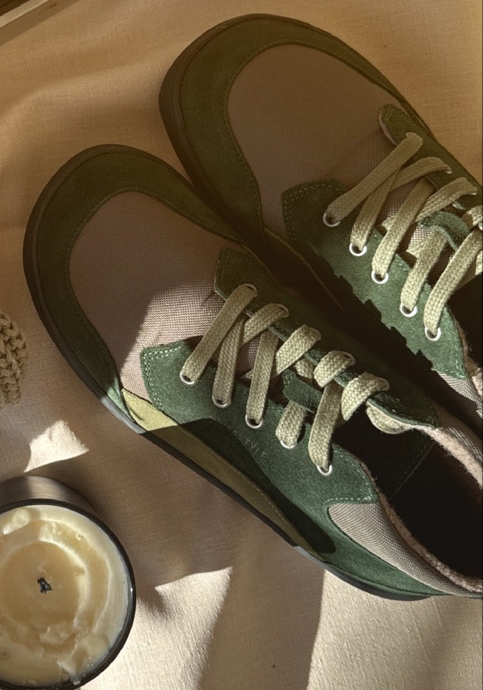 Sneakers Barefoot îmblăniți adulți - Revived Style Forest Green