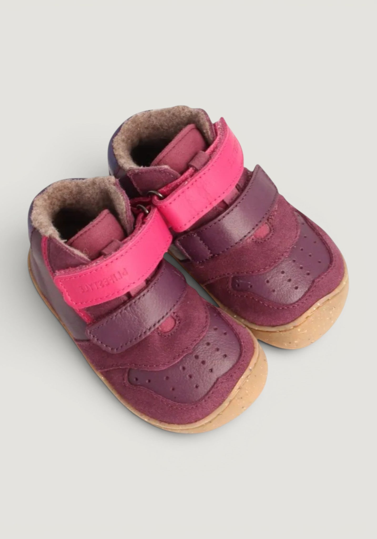Sneakers Barefoot îmblăniți - Anura Baby Plum