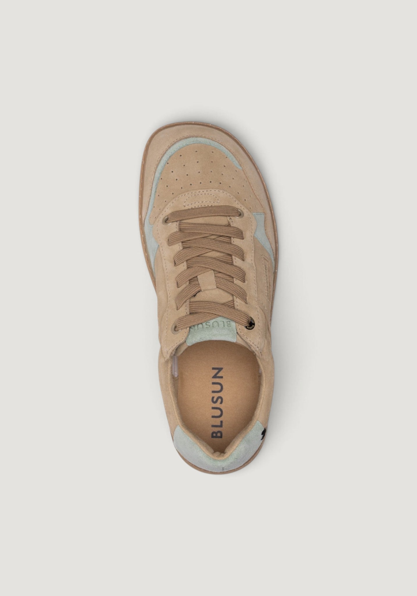 Sneakers Barefoot Wide din piele întoarsă - Beige/Green