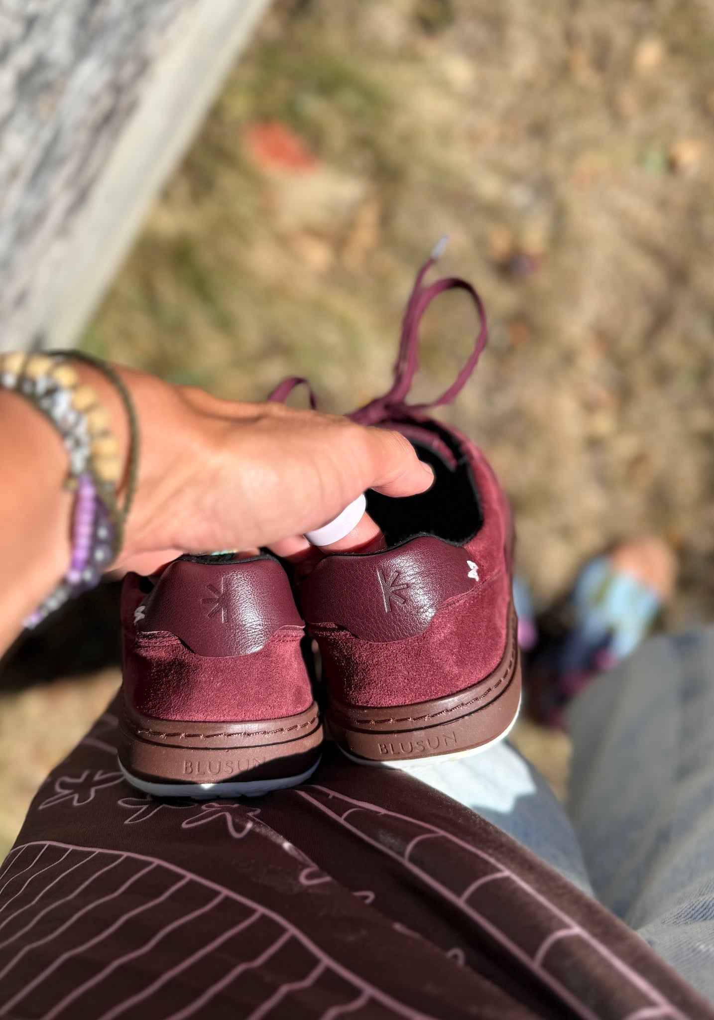 Sneakers Barefoot Wide din piele întoarsă - Berry