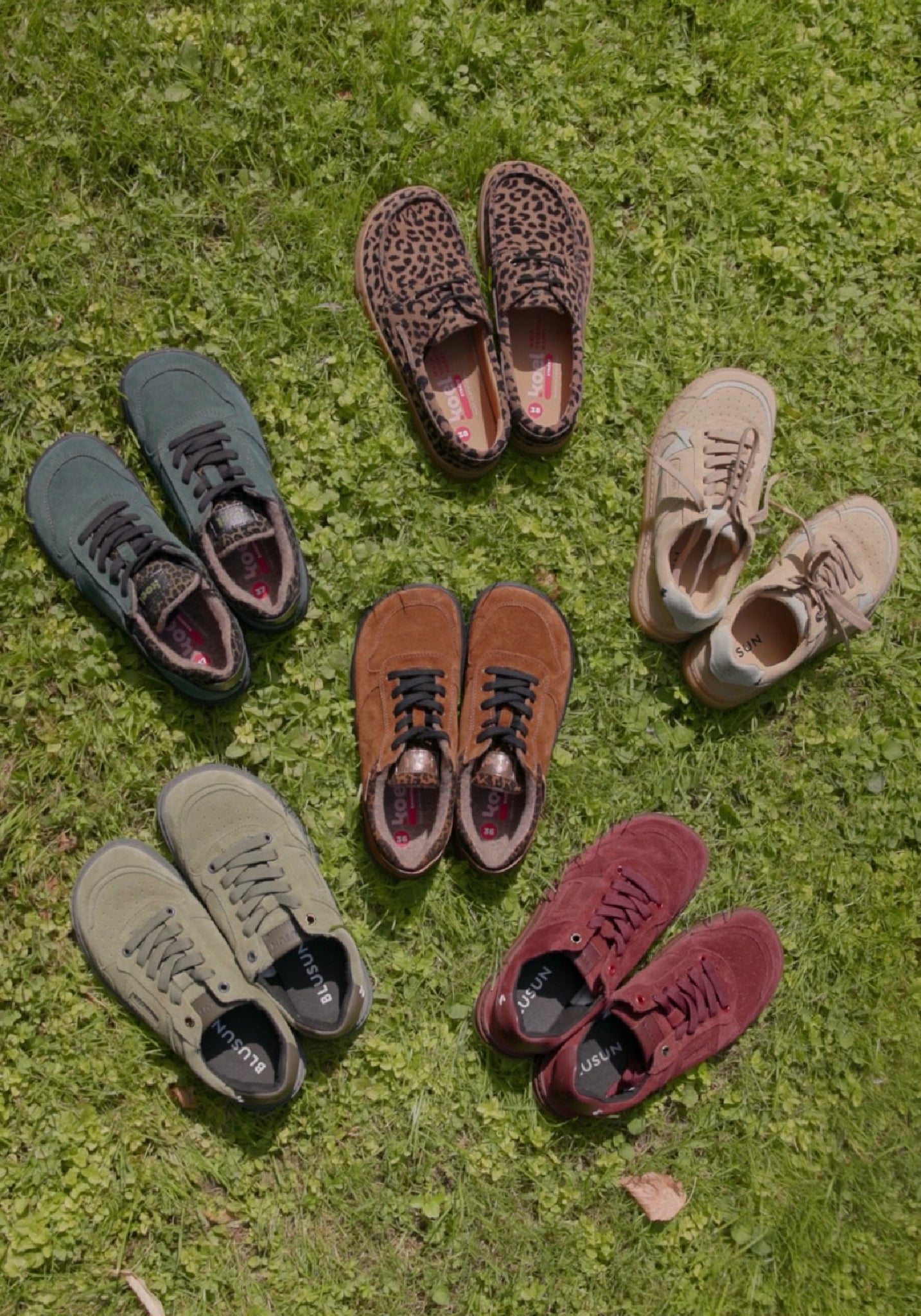 Sneakers Barefoot Wide din piele întoarsă - Berry