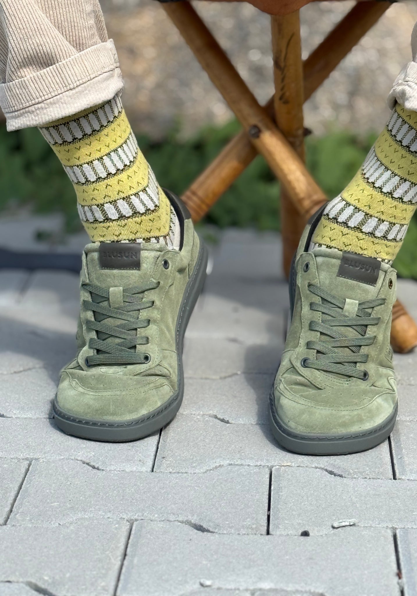 Sneakers Barefoot Wide din piele întoarsă - Dark Green