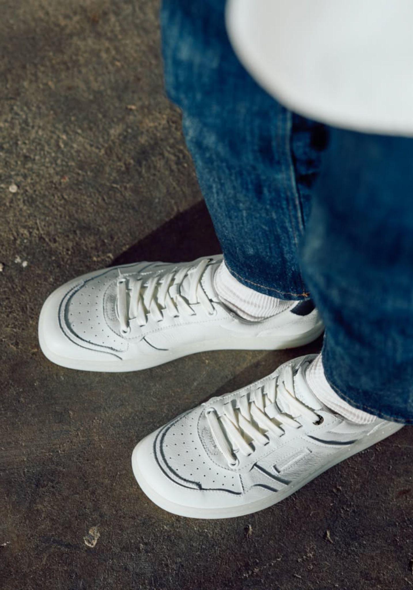 Sneakers Barefoot Wide din piele - White