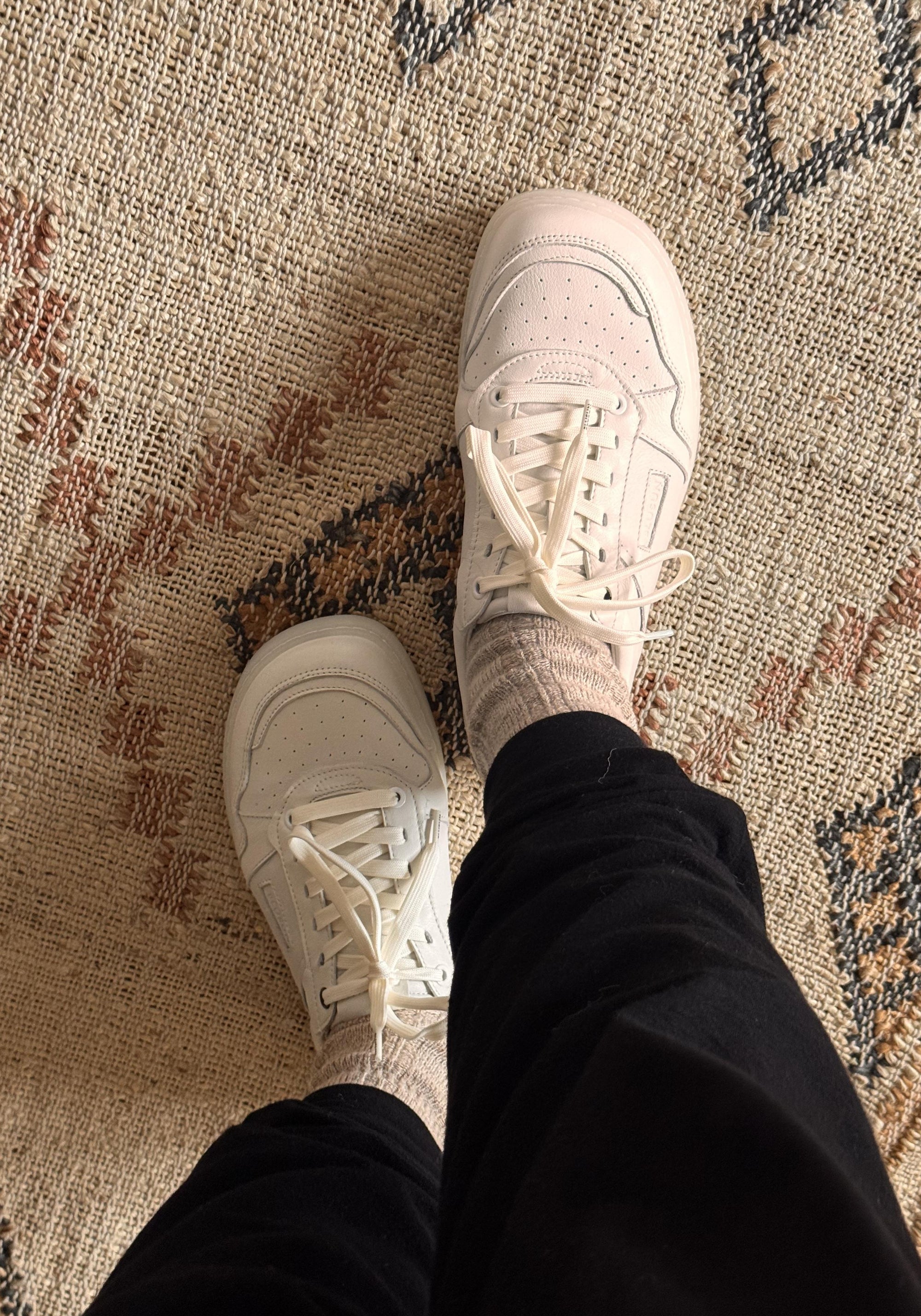 Sneakers Barefoot Wide din piele - White