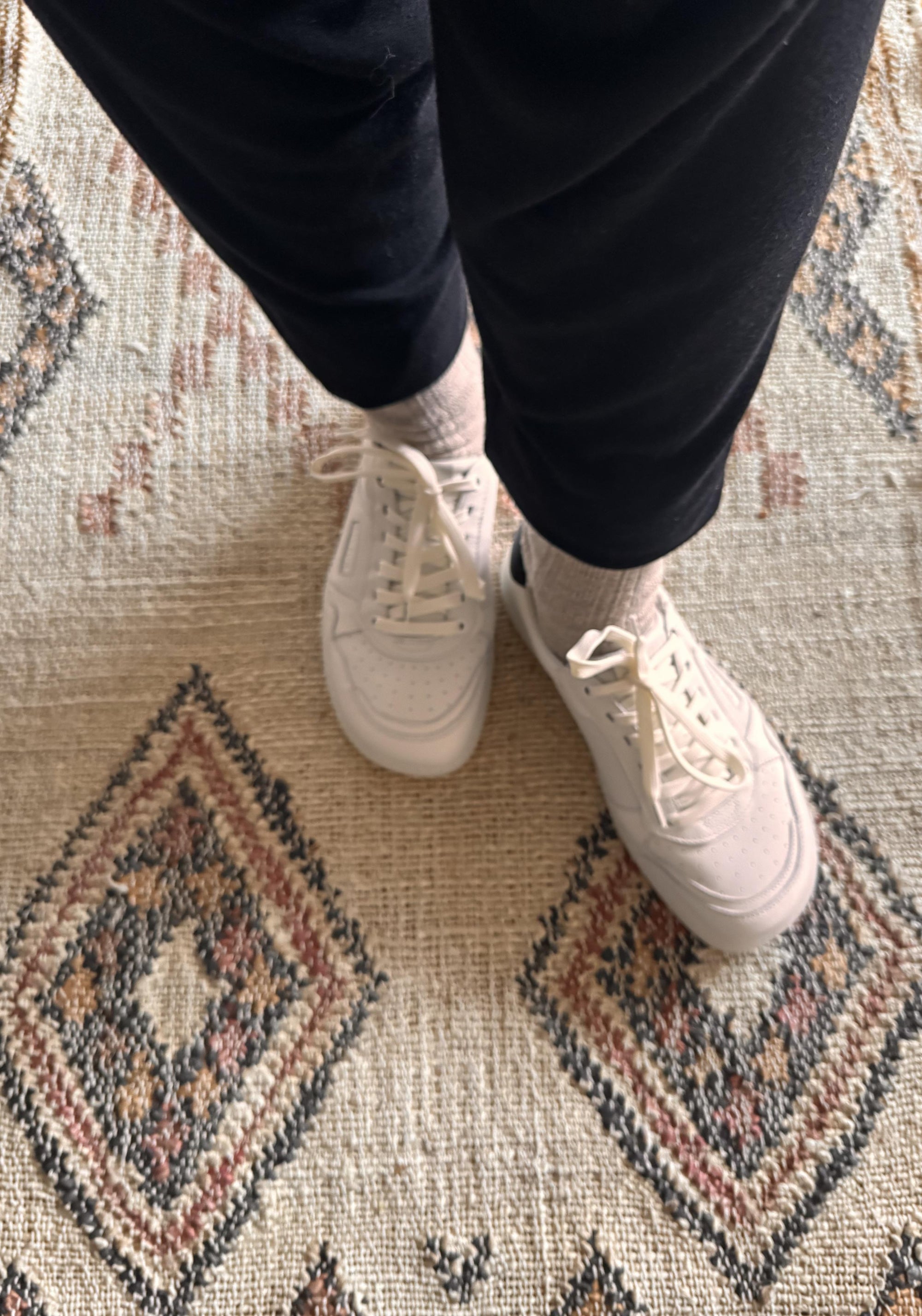 Sneakers Barefoot Wide din piele - White