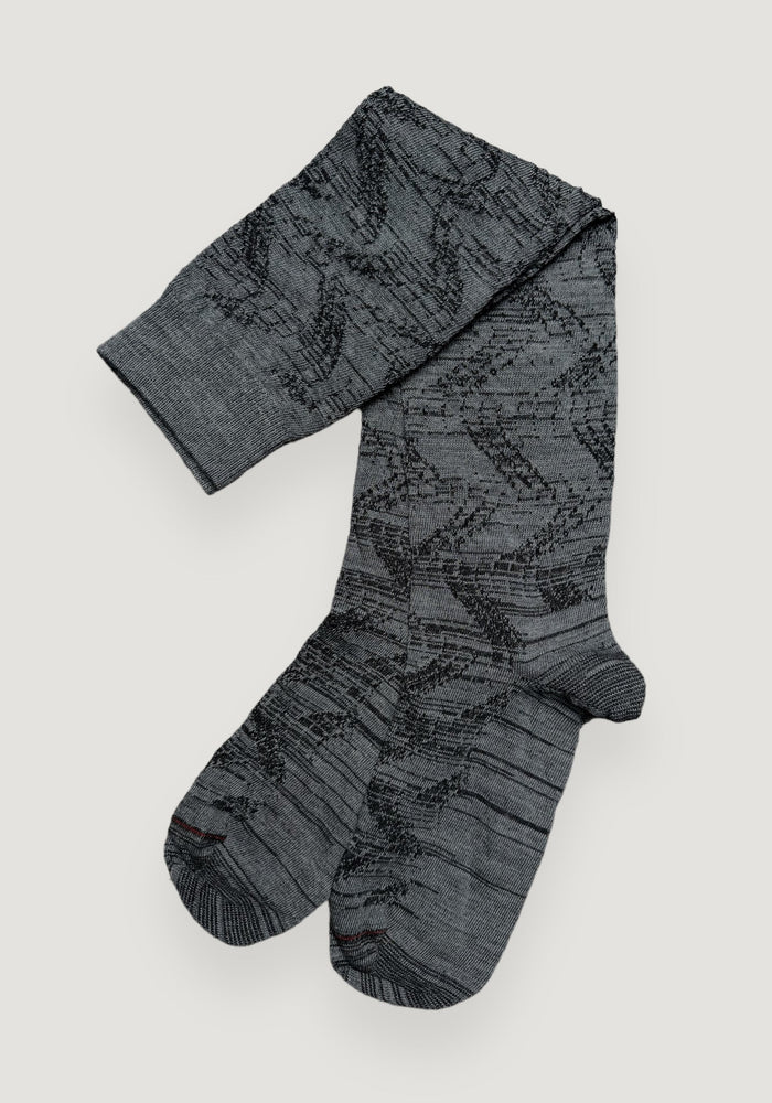 Șosete adulți din lână merinos și bumbac - Knee Wave Grey Hirsch Natur HipHip.ro