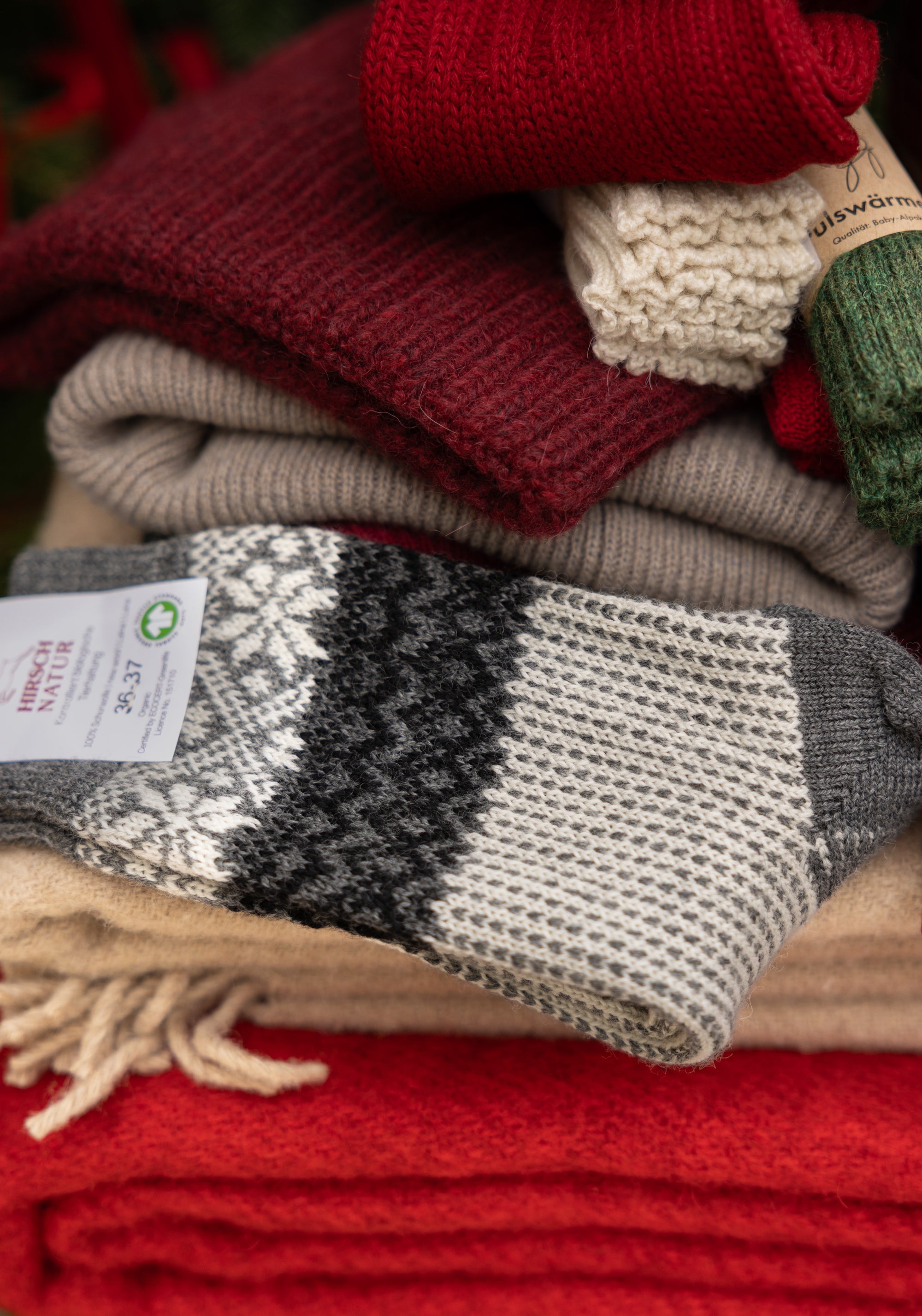 Șosete adulți groase din lână - Snowfall Black