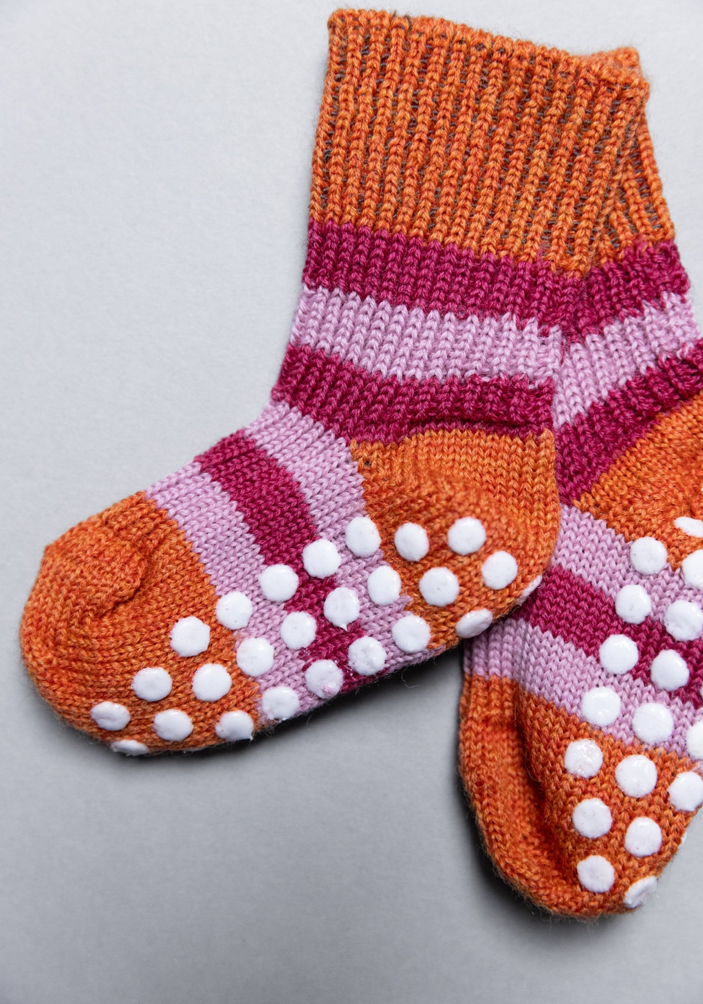 Șosete groase lână cu stopper anti-alunecare - Orange/Raspberry/Rosa Hirsch Natur HipHip.ro