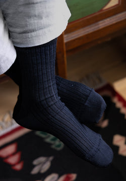 Șosete business bărbați din lână merinos - Marine