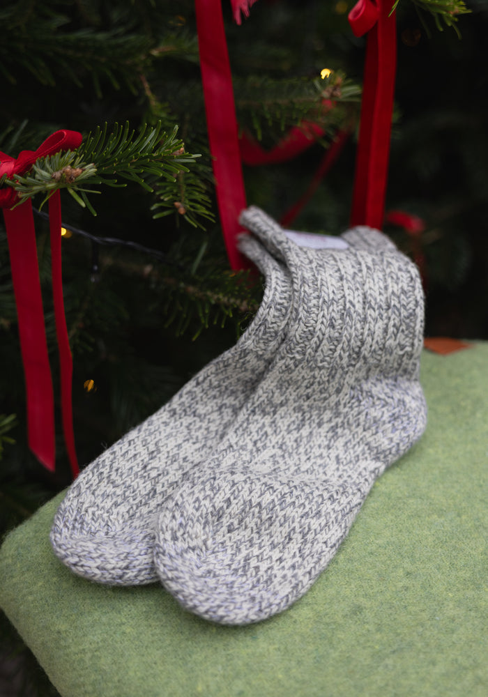 Sosete chunky adulți fără presiune din lână - Grey/Natur