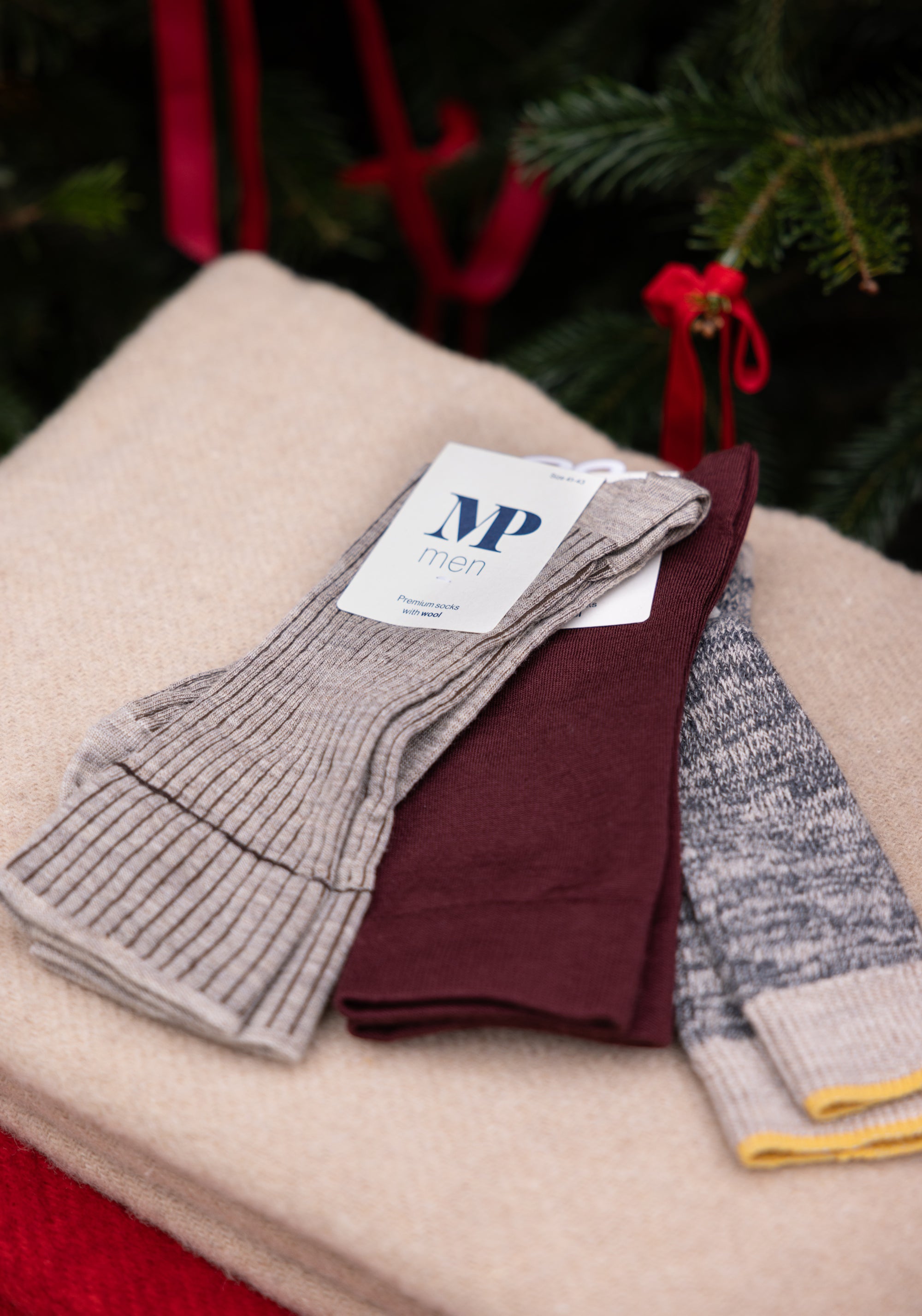 Șosete chunky bărbați din lână merinos și bumbac - Torkild Light Brown