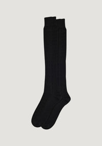 Șosete chunky femei din lână merinos și bumbac - Knee Tove Black