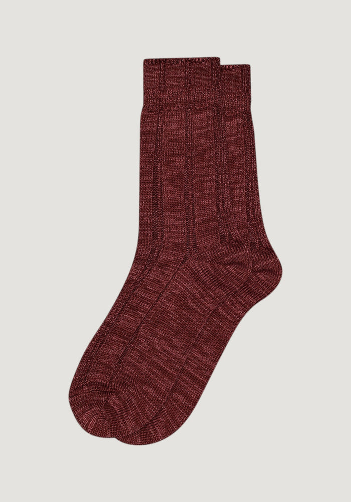 Șosete chunky femei din lână merinos și bambus - Be Wine Red