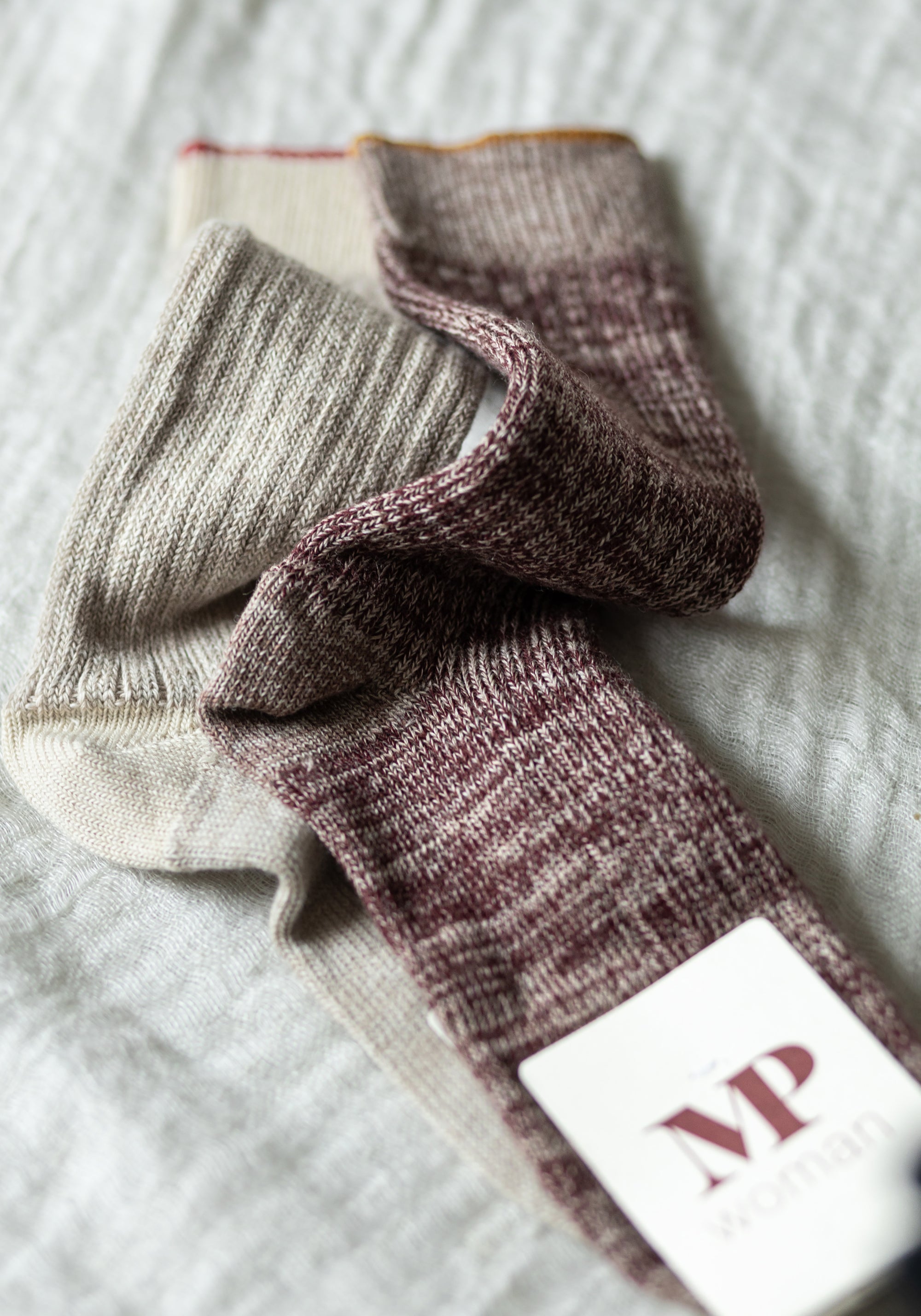 Șosete chunky femei din lână merinos și bumbac - Ulrika Wine Red