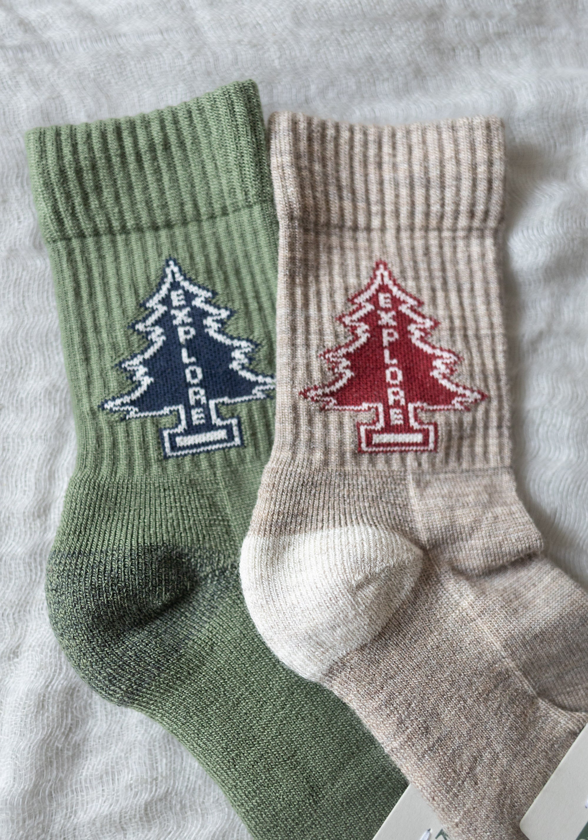Șosete cu talpă plușată din lână merinos - Ingolf Olivine