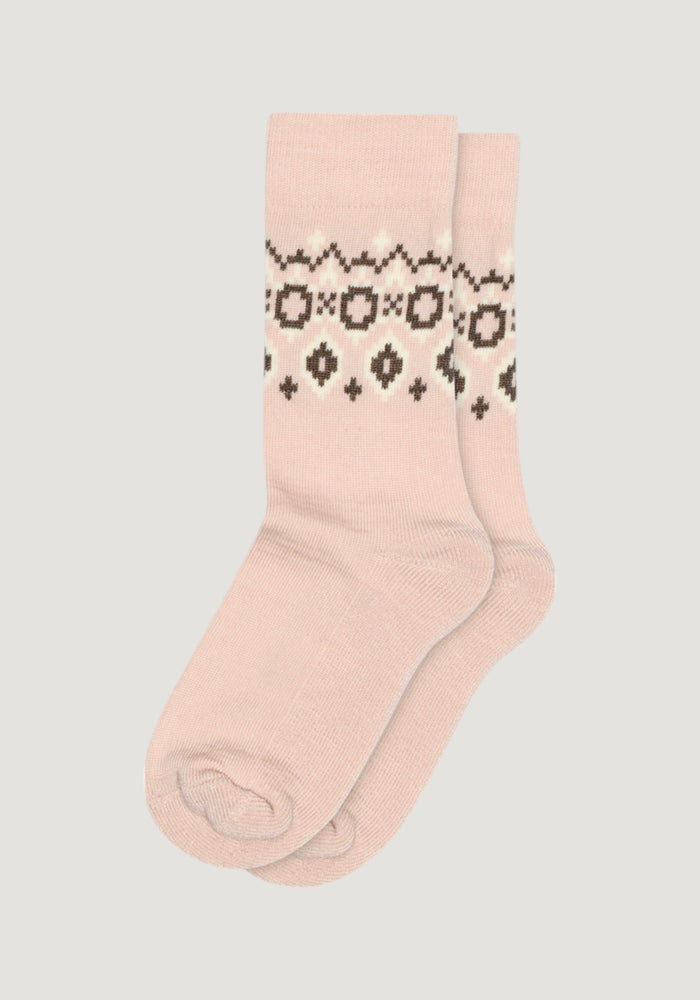 Șosete cu talpă plușată din lână - Torshavn Rose Dust