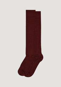 Șosete cu talpă plușată femei din lână merinos - Knee Katrine Wine Red