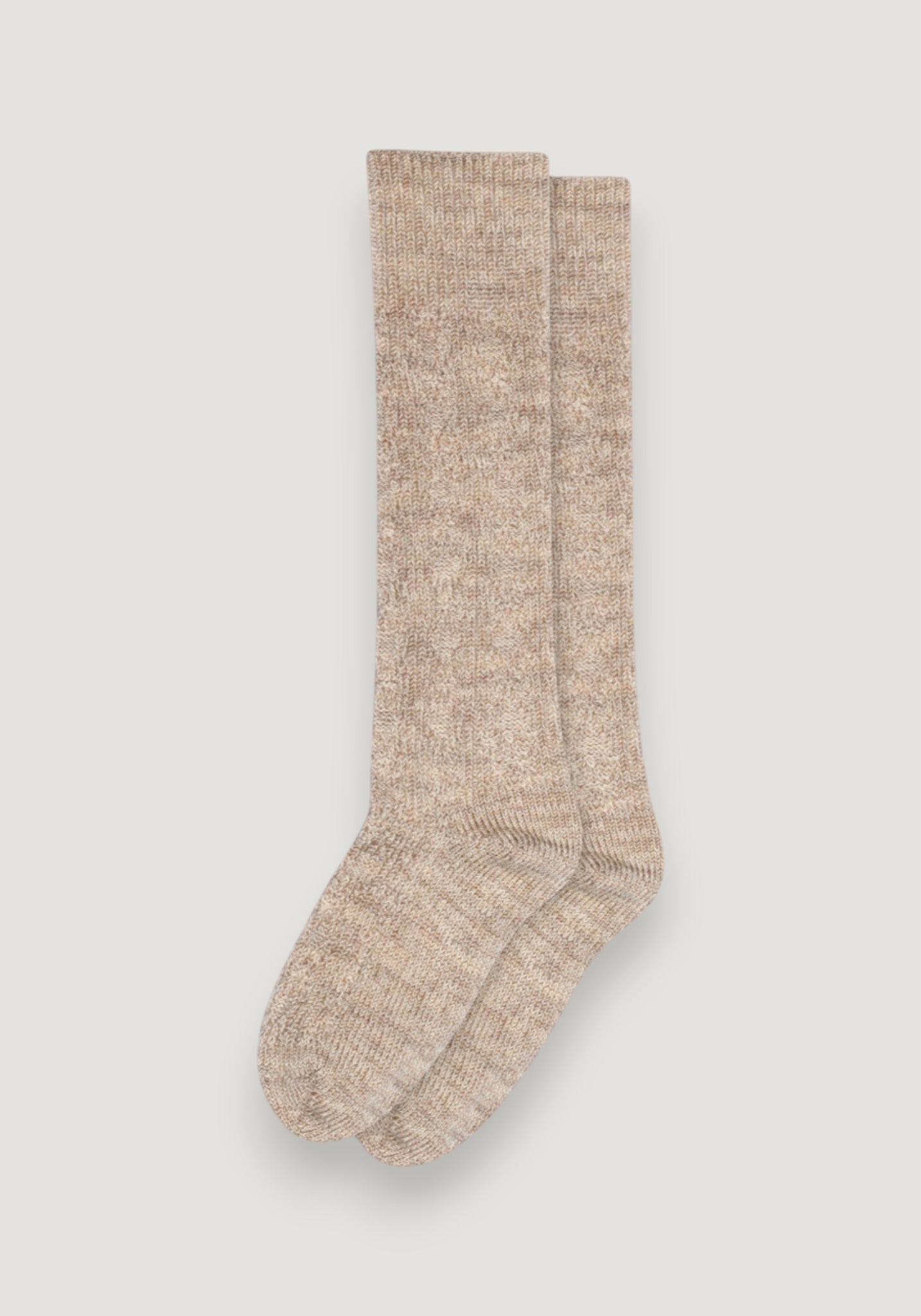 Șosete groase din lână merinos și bumbac - Knee Remy Light Brown Melange